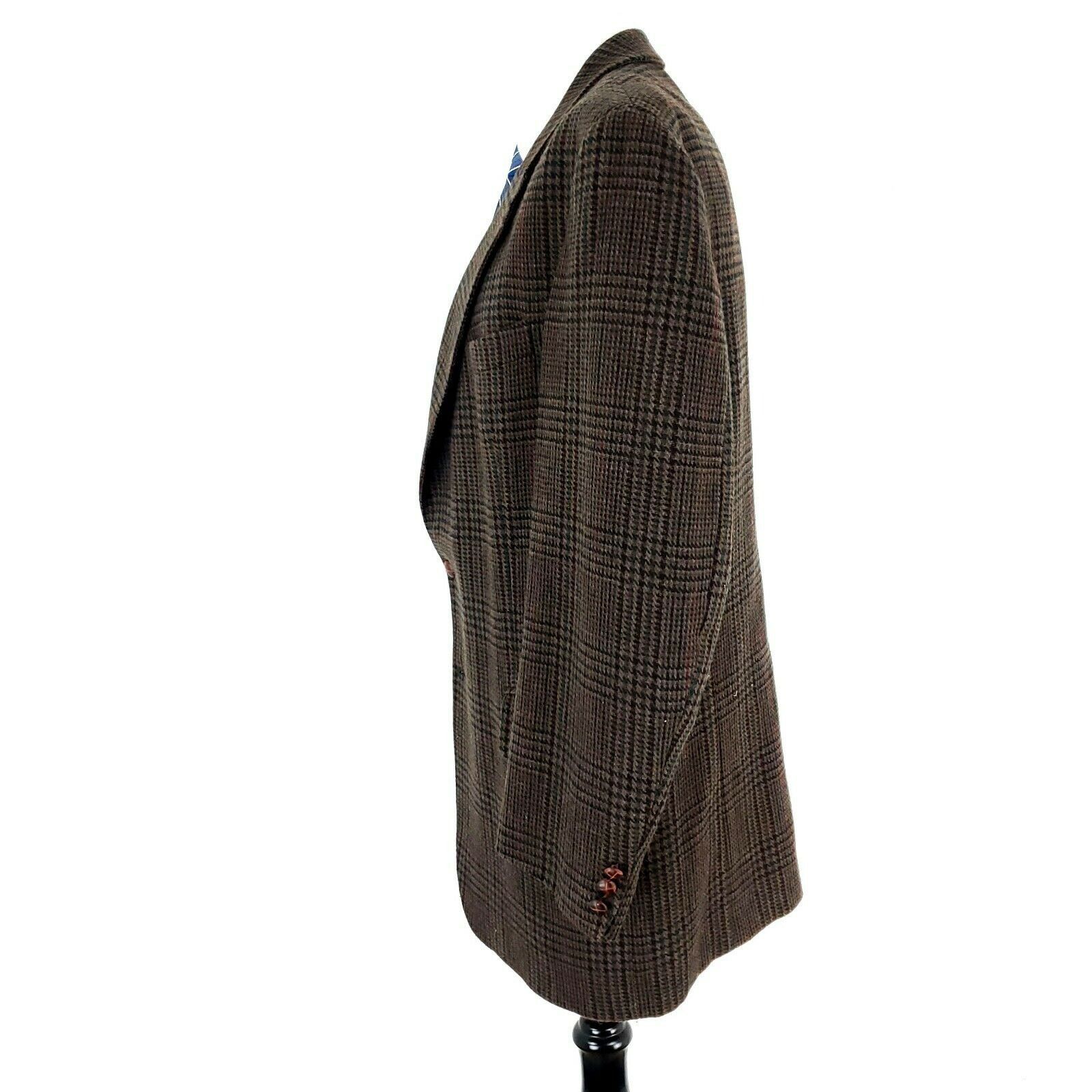 Vintage Unbranded Tweed Wool 2 Leather Button Sport Coat 42L Glen Size 42L - 5 Thumbnail
