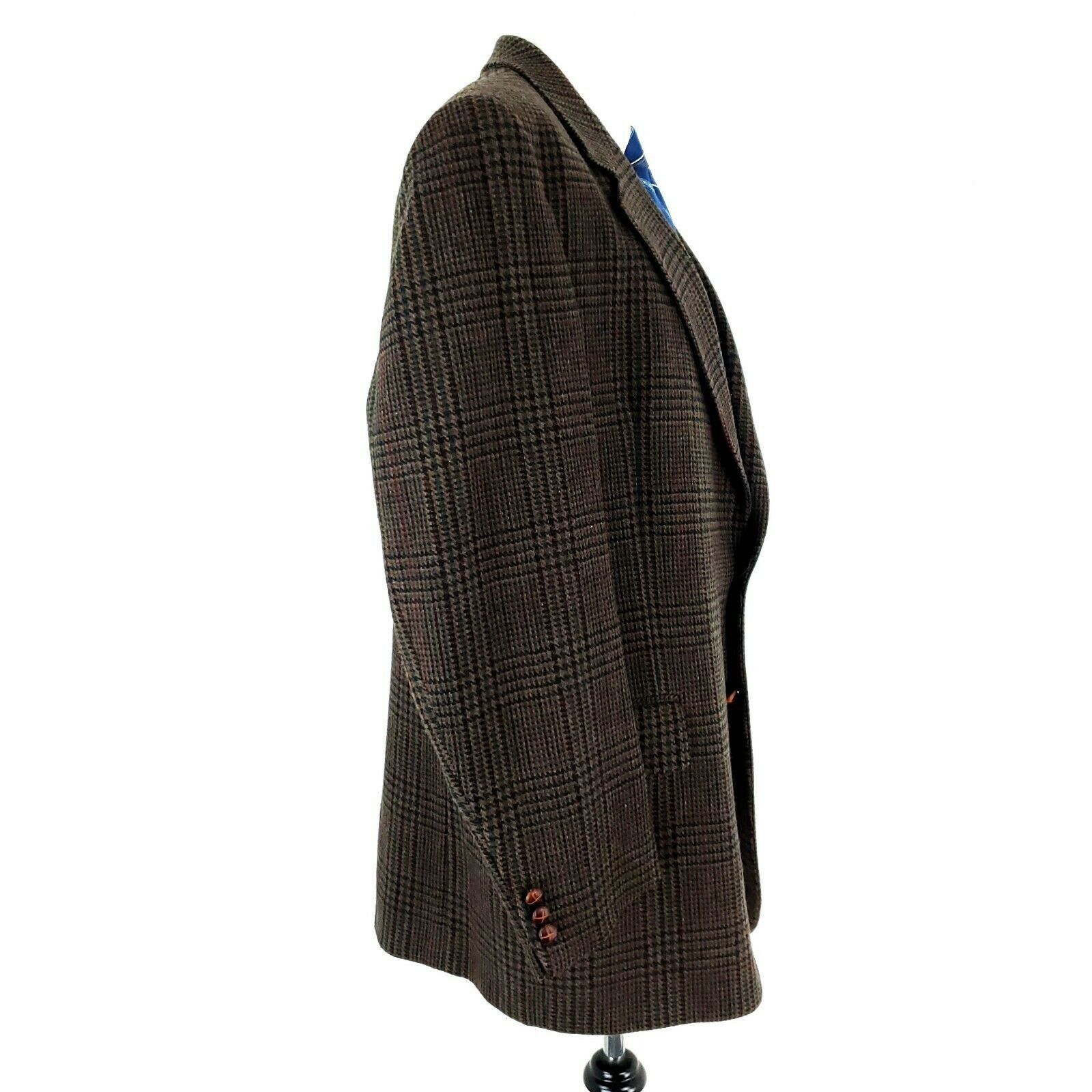 Vintage Unbranded Tweed Wool 2 Leather Button Sport Coat 42L Glen Size 42L - 7 Thumbnail