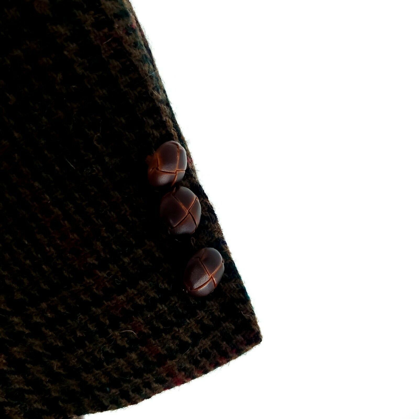 Vintage Unbranded Tweed Wool 2 Leather Button Sport Coat 42L Glen Size 42L - 4 Thumbnail