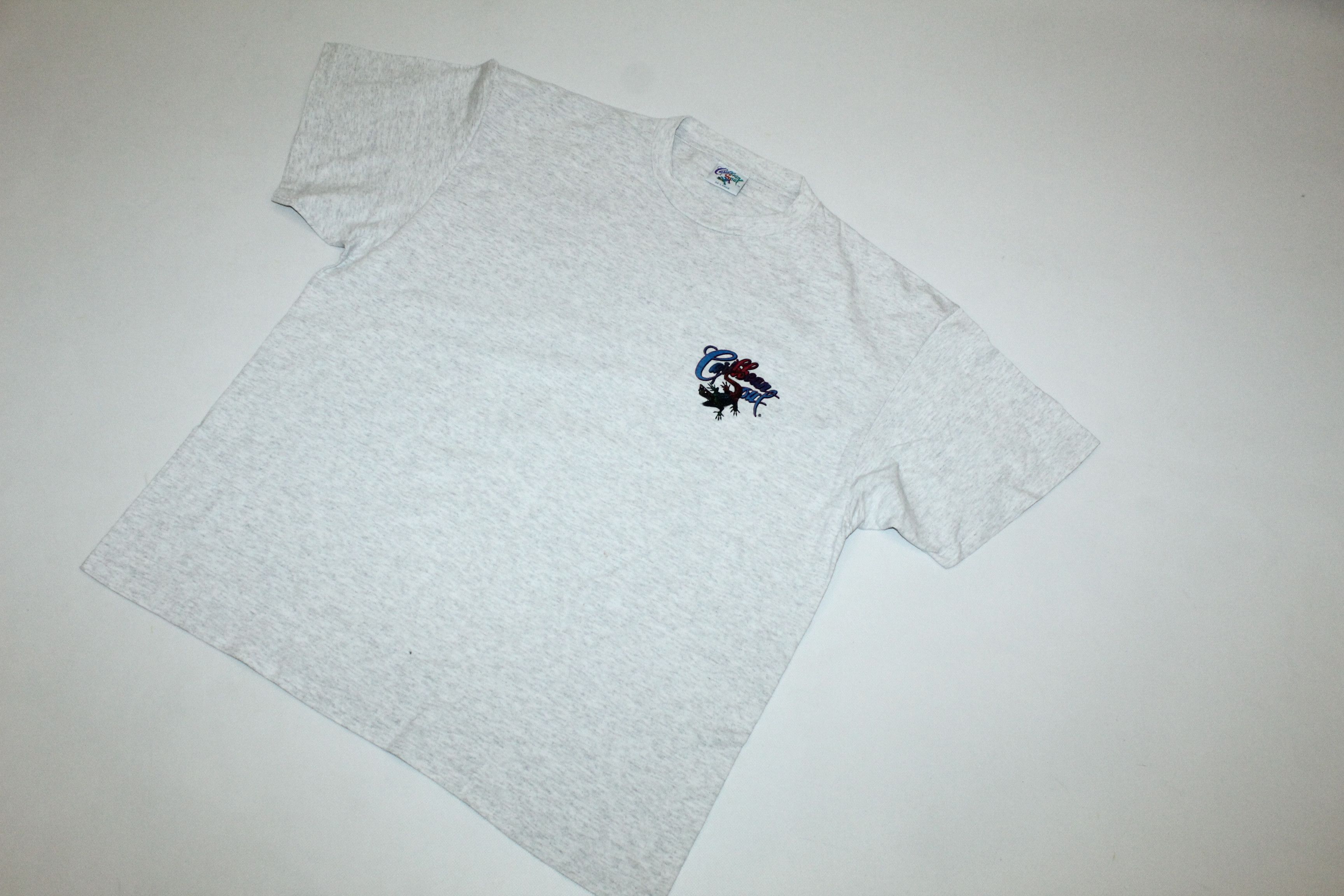 Vintage Rare 90s Caribbean Soul Art Blue Grey Melange Baggy T-shirt Size US XXL / EU 58 / 5 - 3 Thumbnail