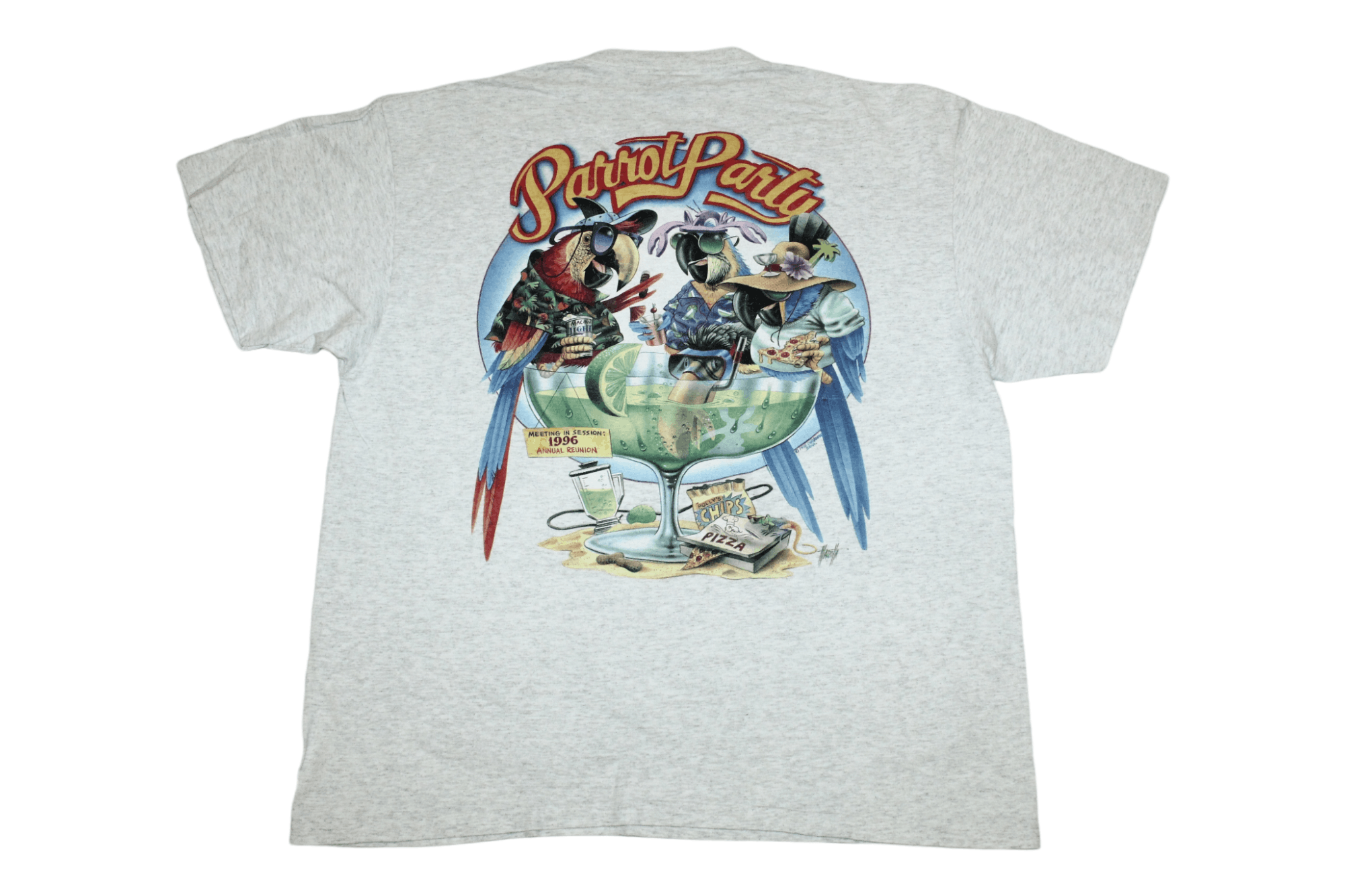 Rare 90s Caribbean Soul Art Blue Grey Melange Baggy T-shirt