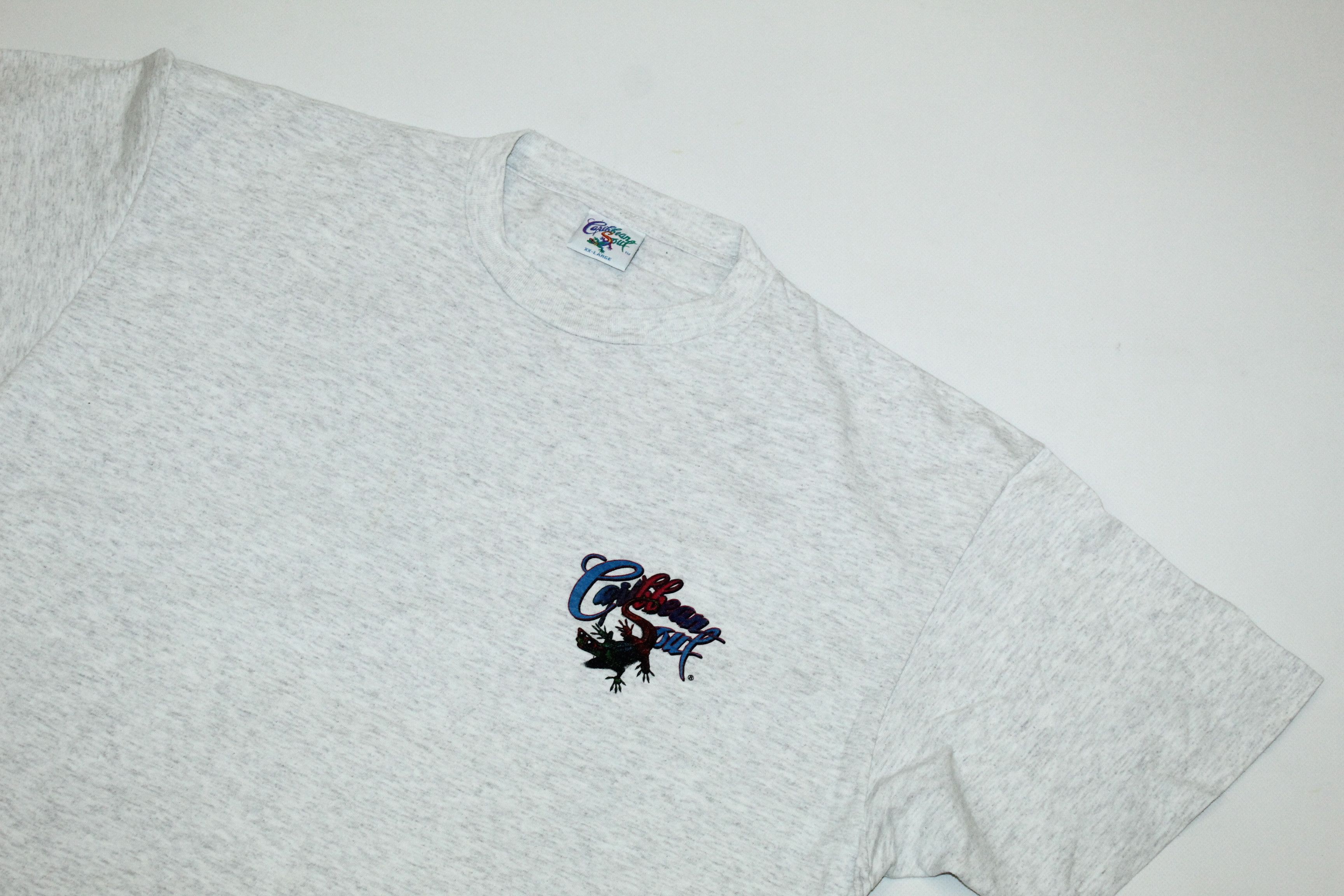 Vintage Rare 90s Caribbean Soul Art Blue Grey Melange Baggy T-shirt Size US XXL / EU 58 / 5 - 4 Thumbnail
