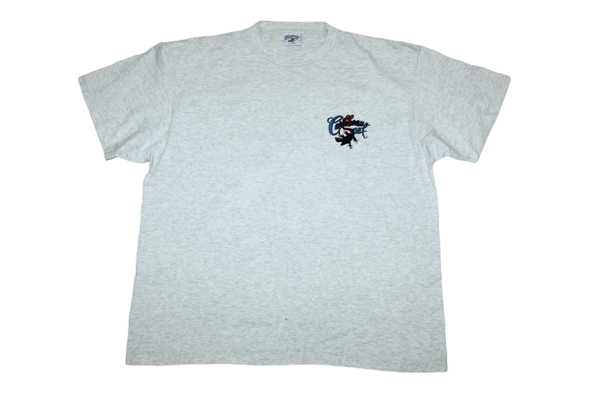Vintage Rare 90s Caribbean Soul Art Blue Grey Melange Baggy T-shirt Size US XXL / EU 58 / 5 - 2 Thumbnail