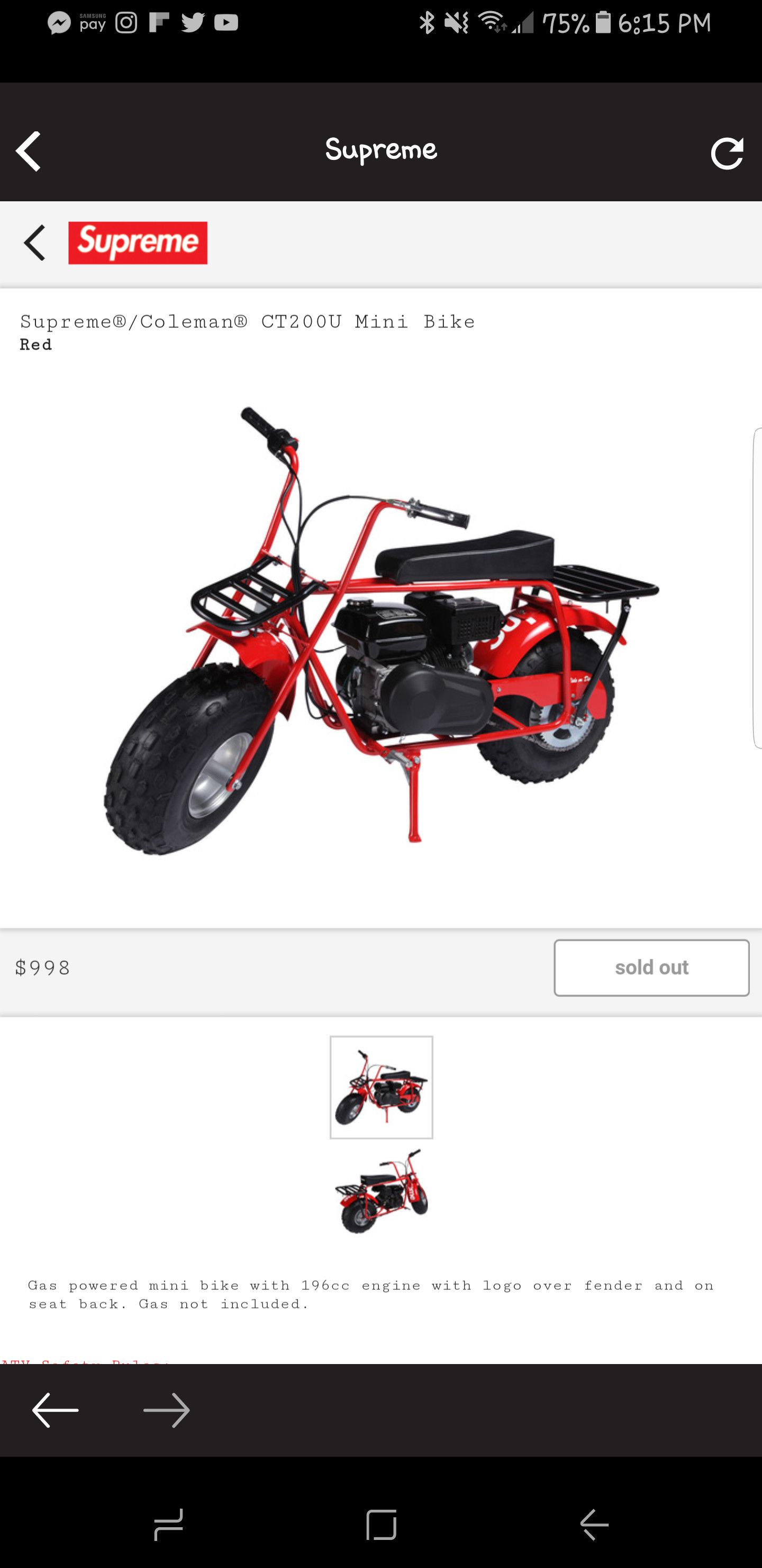 Coleman Supreme Supreme Coleman CT200U Mini Bike Grailed