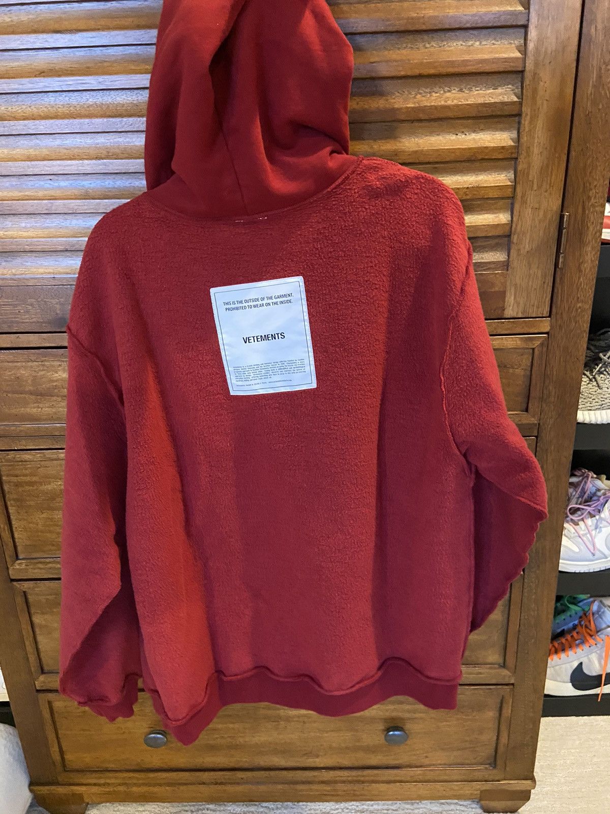 VETEMENTS Inside Out Shark Hoodie in Red