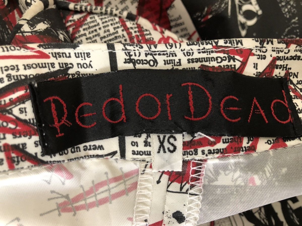 Vintage VTG 90s RED OR DEAD Psychotic Newspaper Waxed Trouser Pant Size US 29 - 23 Thumbnail
