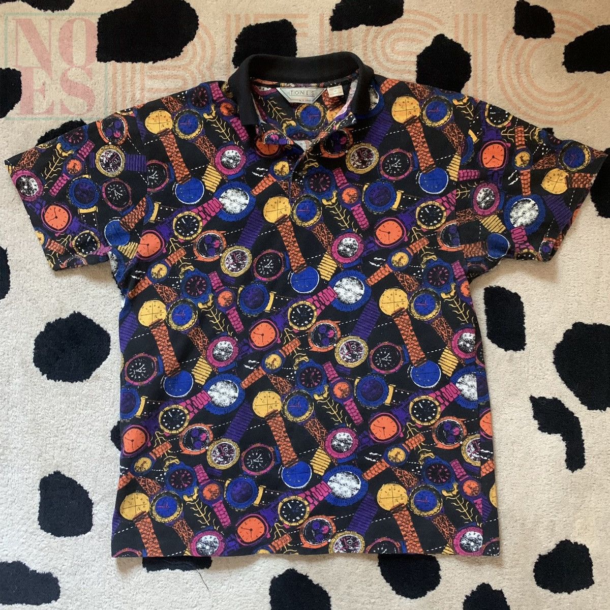 Vintage 80s TONES by CC Sport Polo Watch Print Tee