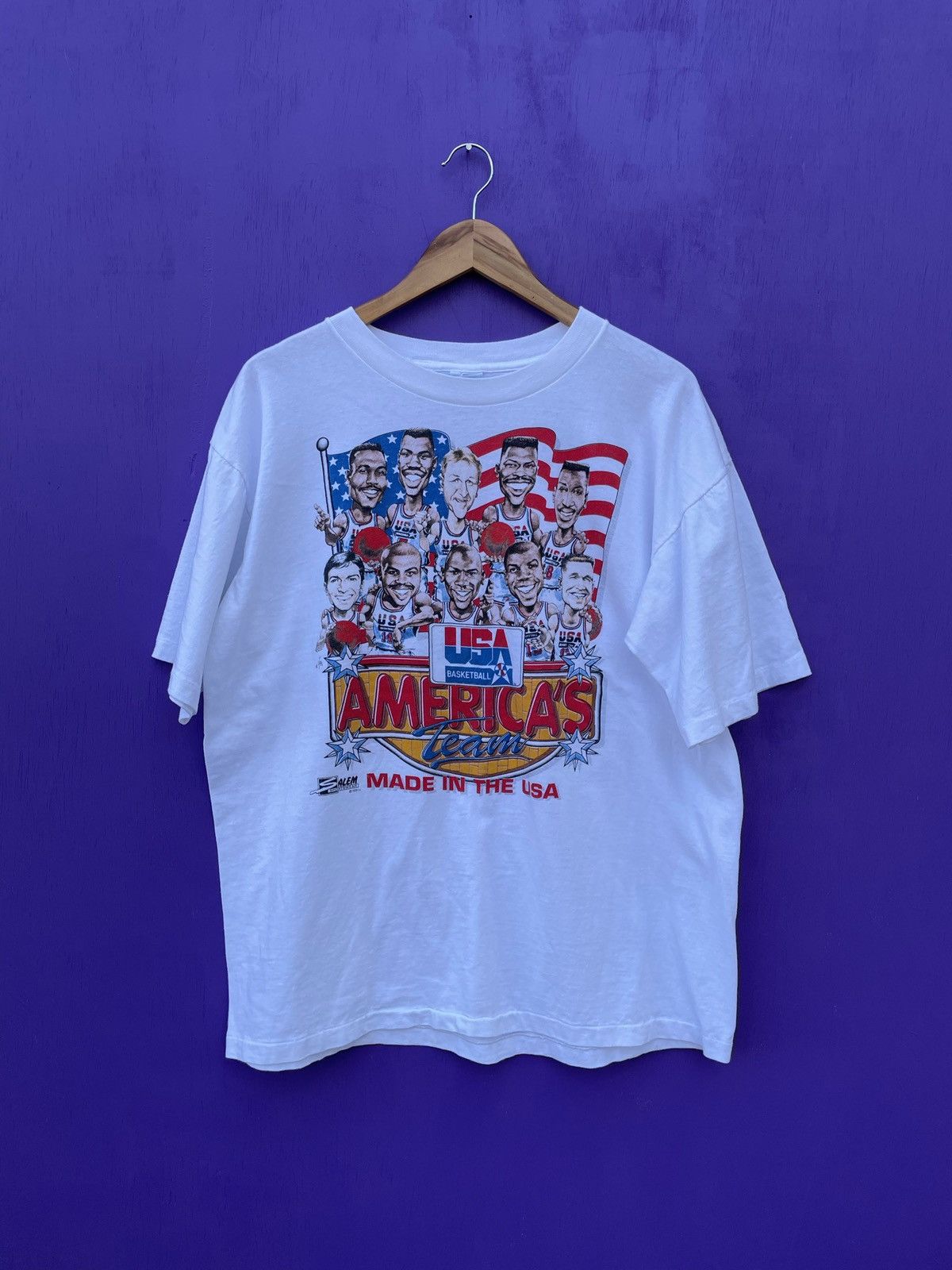 T-shirt Vintage Dream Team USA Basketball Olympiques 1992 - Salem Sportswear Taille M - Original !