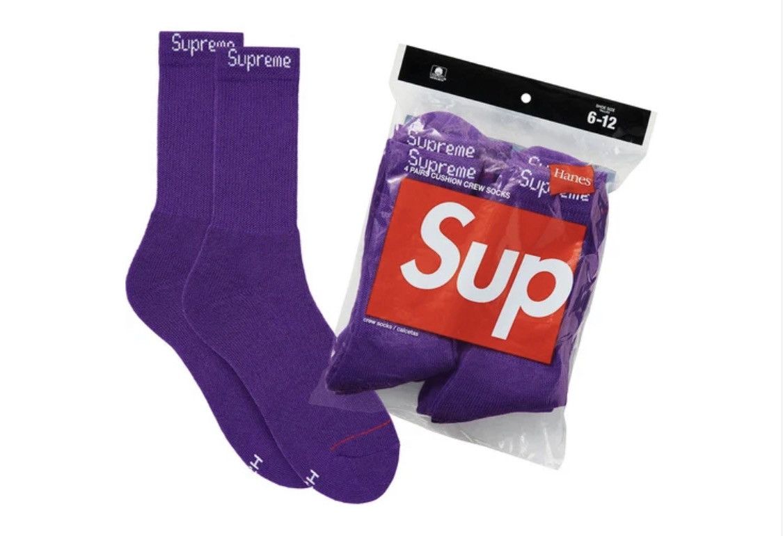 Supreme Supreme®/Hanes® Crew Socks (1 Pair) Purple Size ONE SIZE - 1 Preview
