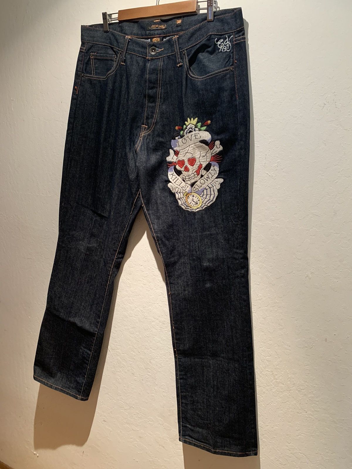 *RARE* Ed Hardy Christian Audigier Embroidered Denim Jeans