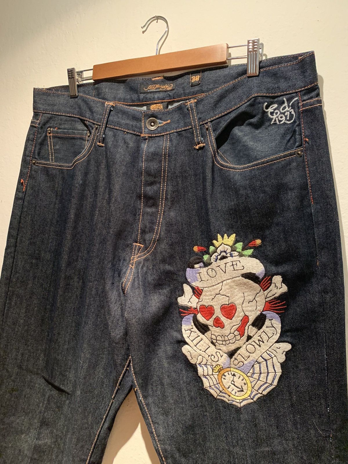 Christian Audigier *RARE* Ed Hardy Christian Audigier Embroidered Denim Jeans Size US 38 / EU 54 - 3 Thumbnail