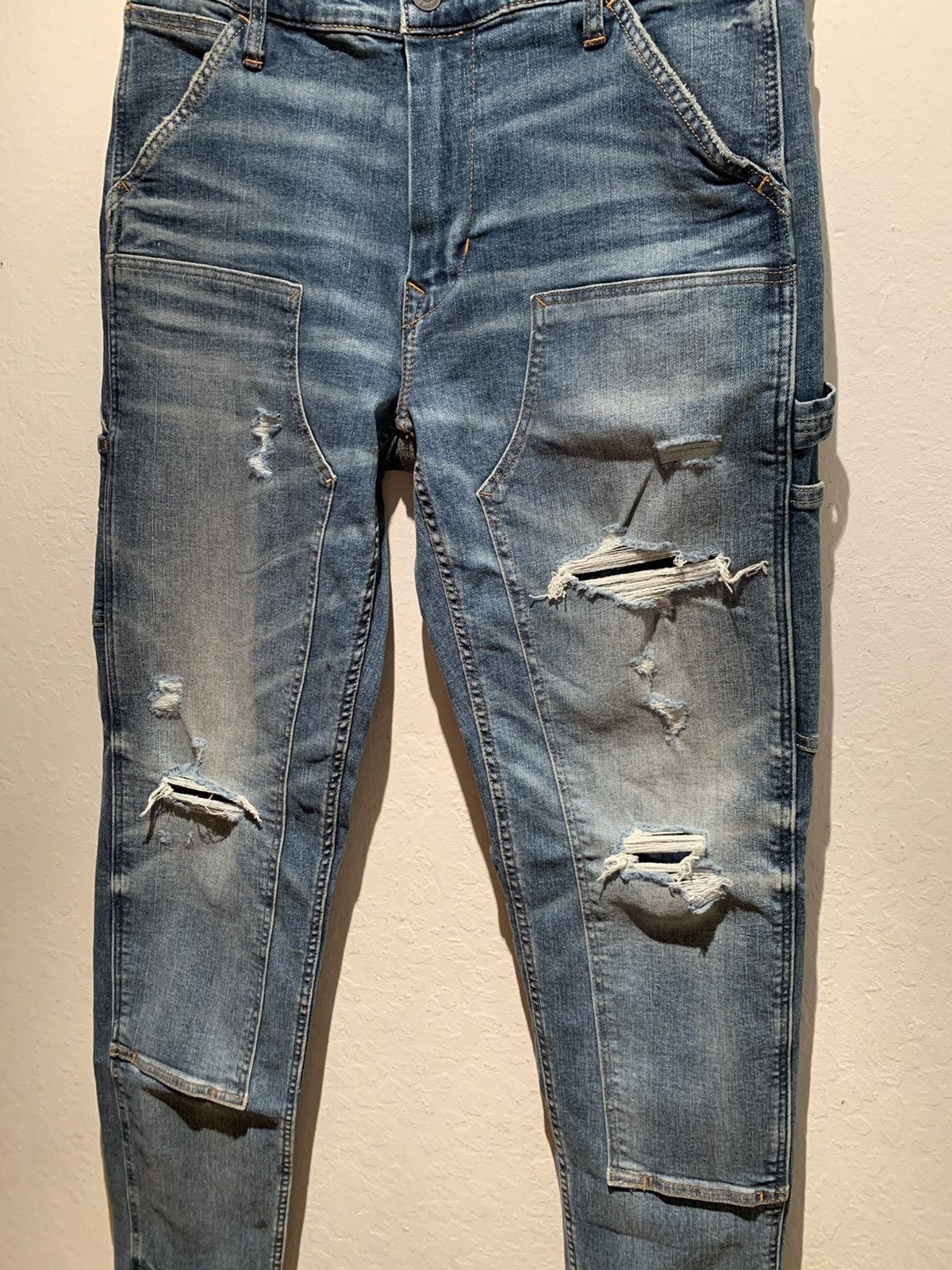 American Eagle Outfitters *RARE* New AEO Distressed Double Knee Stretch Denim Jeans Size US 32 / EU 48 - 3 Thumbnail