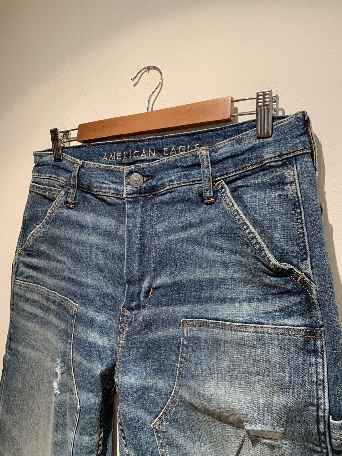 American Eagle Outfitters *RARE* New AEO Distressed Double Knee Stretch Denim Jeans Size US 32 / EU 48 - 4 Thumbnail