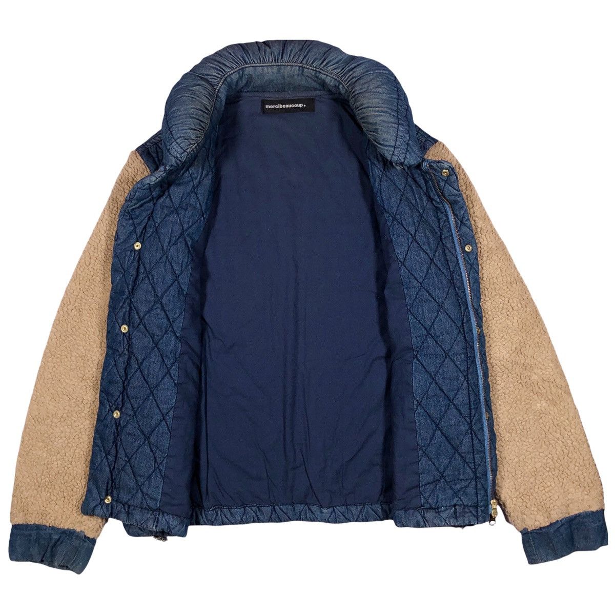 Issey Miyake Mercibeaucoup Indigo Dye Denim mix fleece Jacket Size US L / EU 52-54 / 3 - 7 Thumbnail