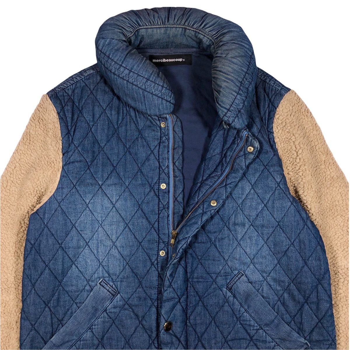 Issey Miyake Mercibeaucoup Indigo Dye Denim mix fleece Jacket Size US L / EU 52-54 / 3 - 6 Thumbnail