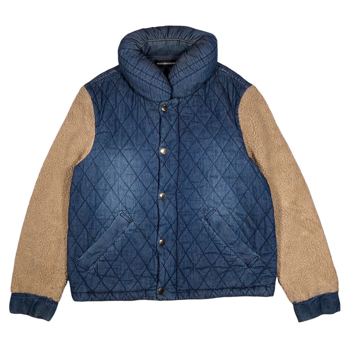 image of Issey Miyake x Mercibeaucoup Indigo Dye Denim Mix Fleece Jacket, Men's (Size Large)