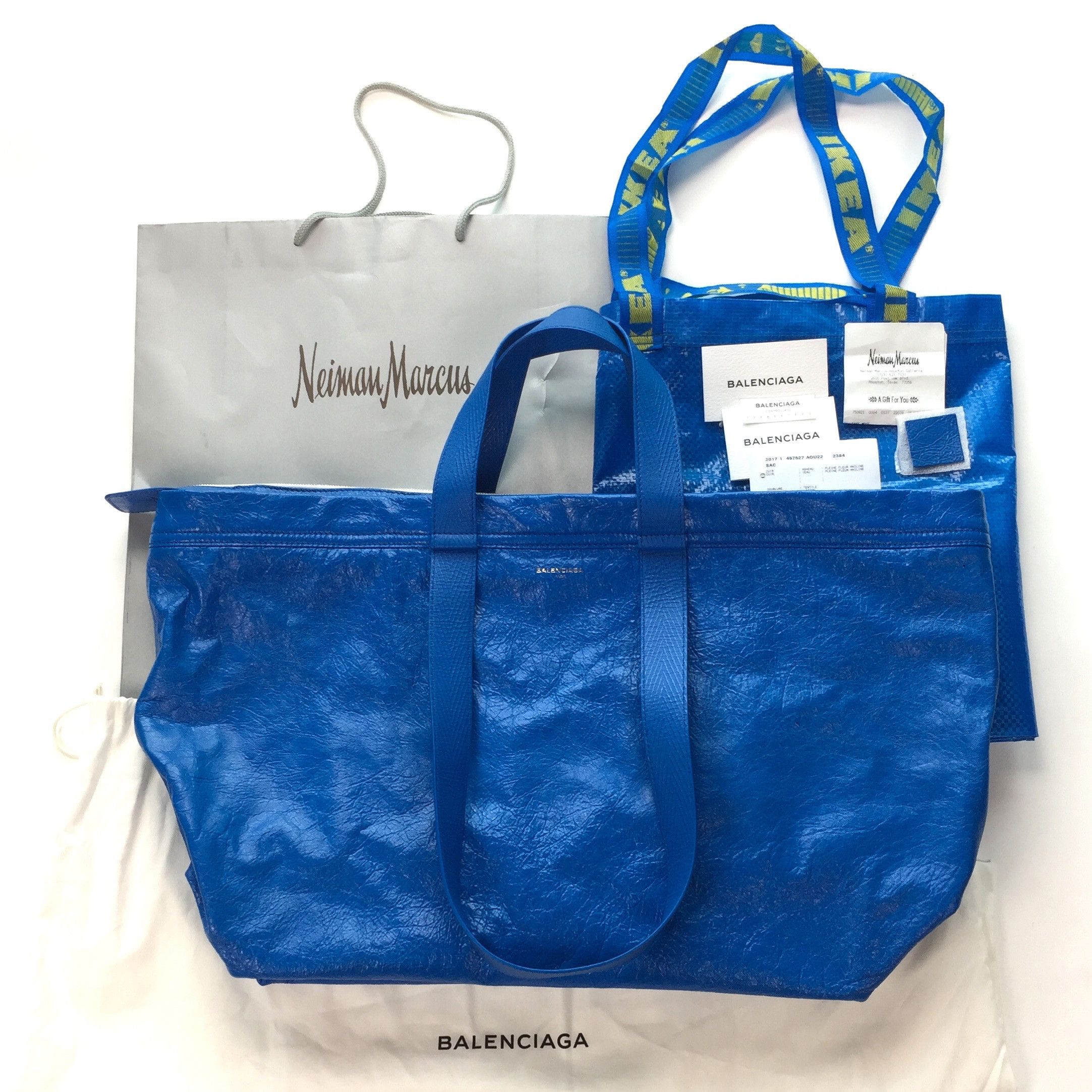 Balenciaga Blue Leather Ikea Carry Shopper Bag Grailed