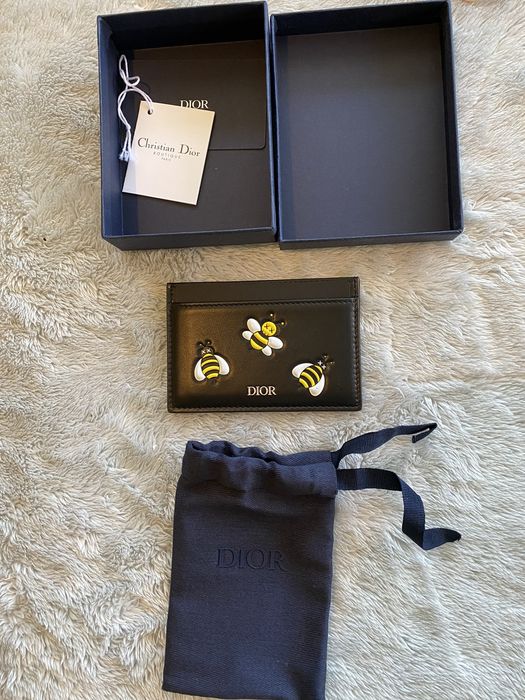 Dior x Kaws Card Holder Yellow Bees Black