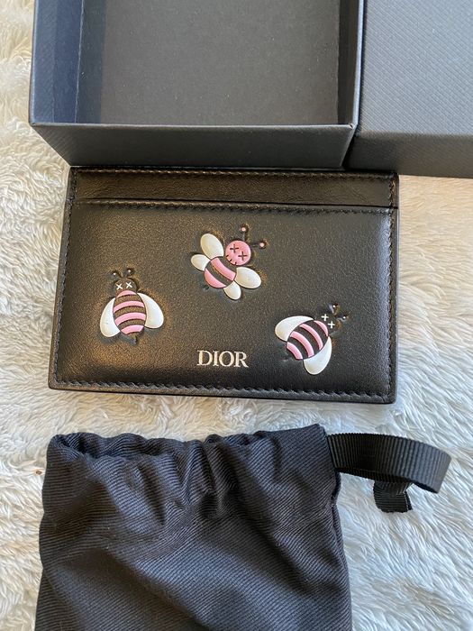 Dior x Kaws Card Holder Yellow Bees Black