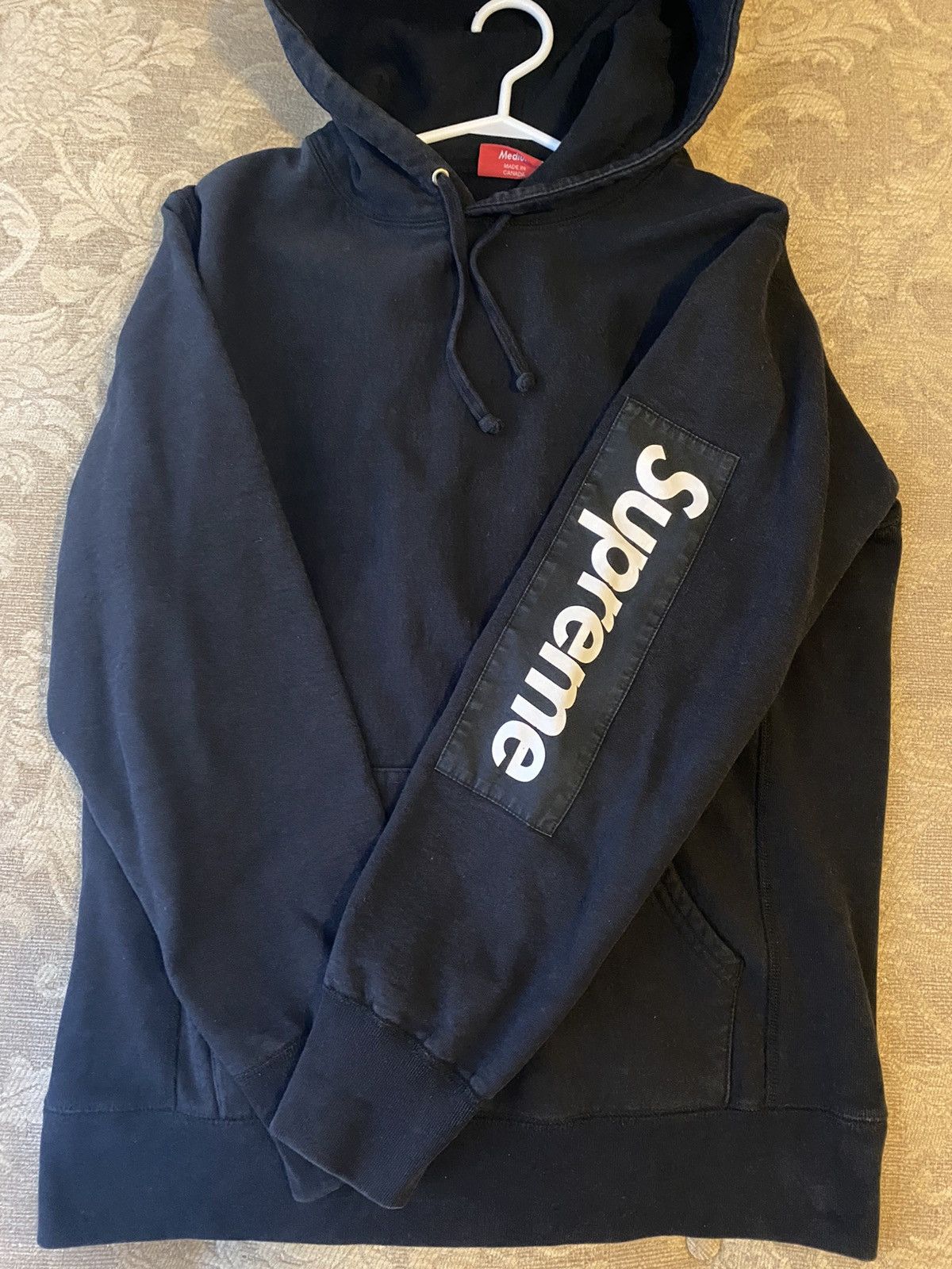 Supreme sleeve patch hoodie clearance