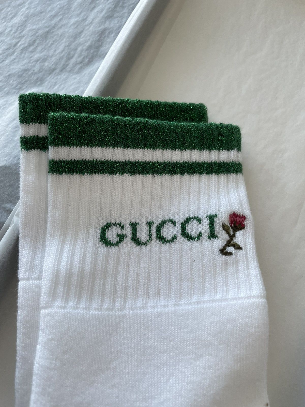 Gucci Rare Brand NEW Super Runway Unisex Gucci Rose Logo Socks Size ONE SIZE - 3 Thumbnail
