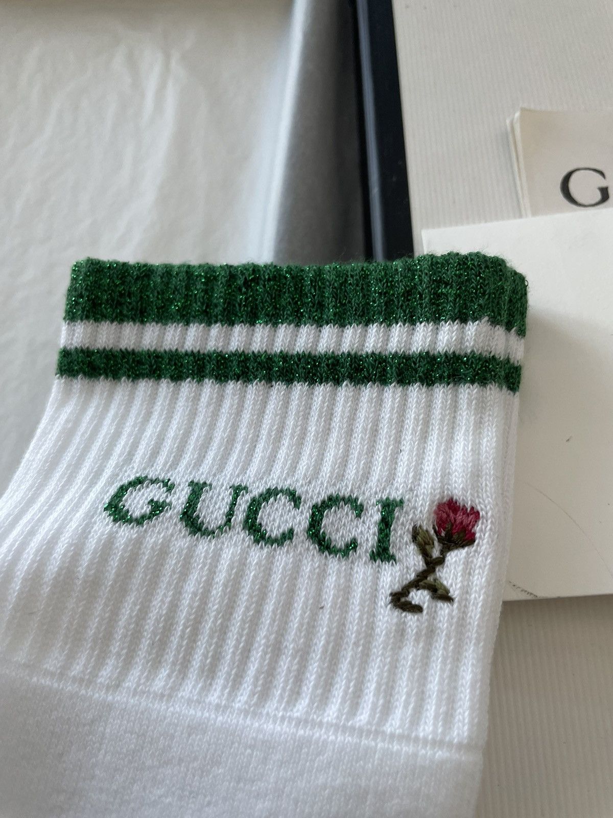 Gucci Rare Brand NEW Super Runway Unisex Gucci Rose Logo Socks Size ONE SIZE - 10 Thumbnail