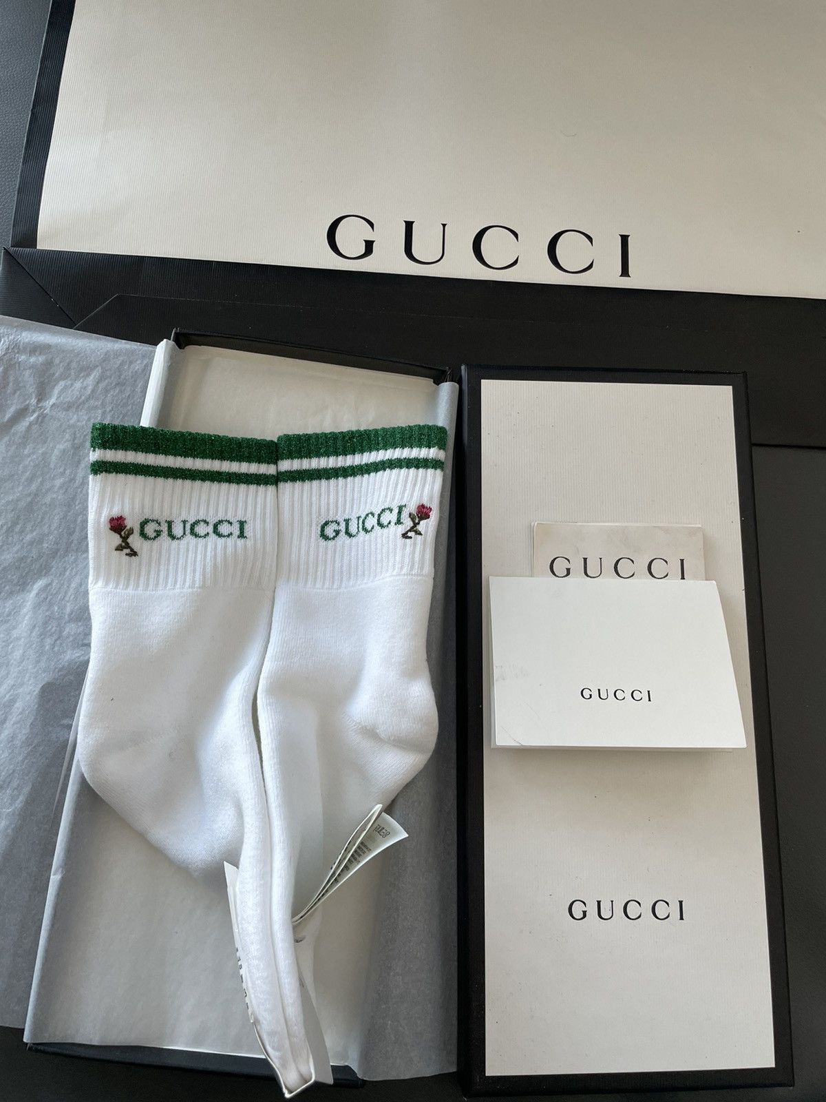 Gucci Rare Brand NEW Super Runway Unisex Gucci Rose Logo Socks Size ONE SIZE - 8 Thumbnail
