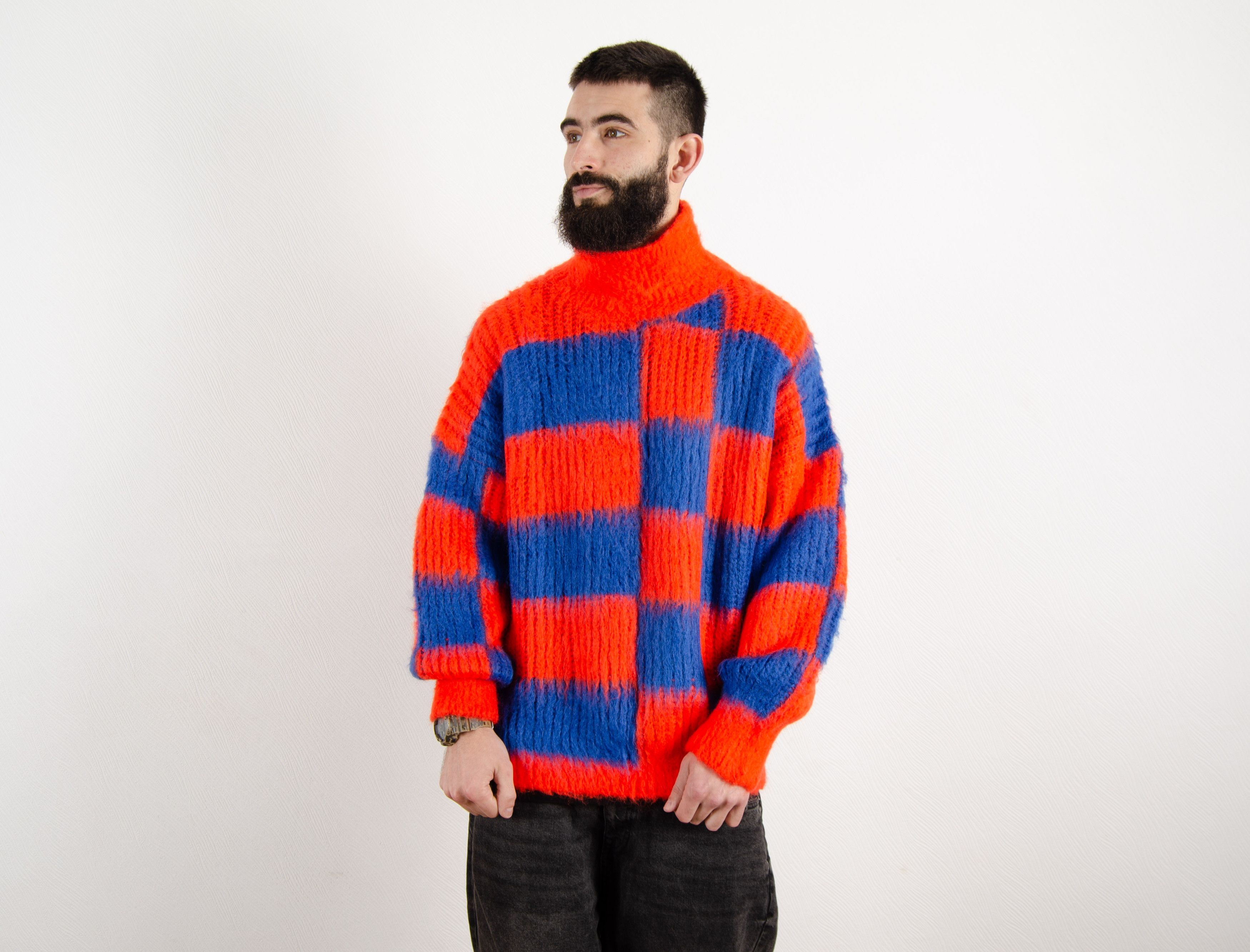 MSGM 700$ RRP MSGM Milano Red Blue Mohair Check Sweater Size US M / EU 48-50 / 2 - 2 Thumbnail
