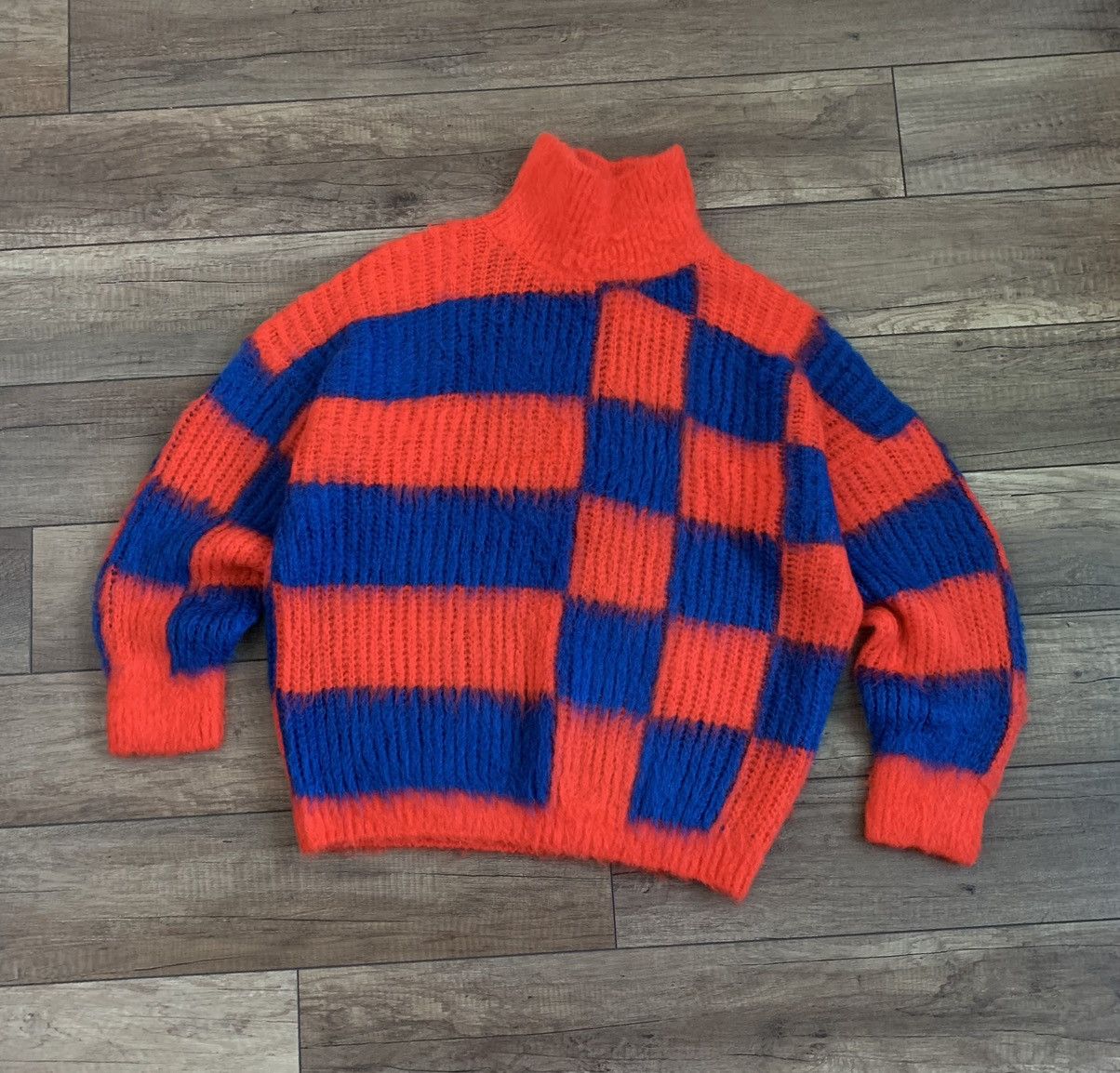 MSGM 700$ RRP MSGM Milano Red Blue Mohair Check Sweater Size US M / EU 48-50 / 2 - 5 Thumbnail