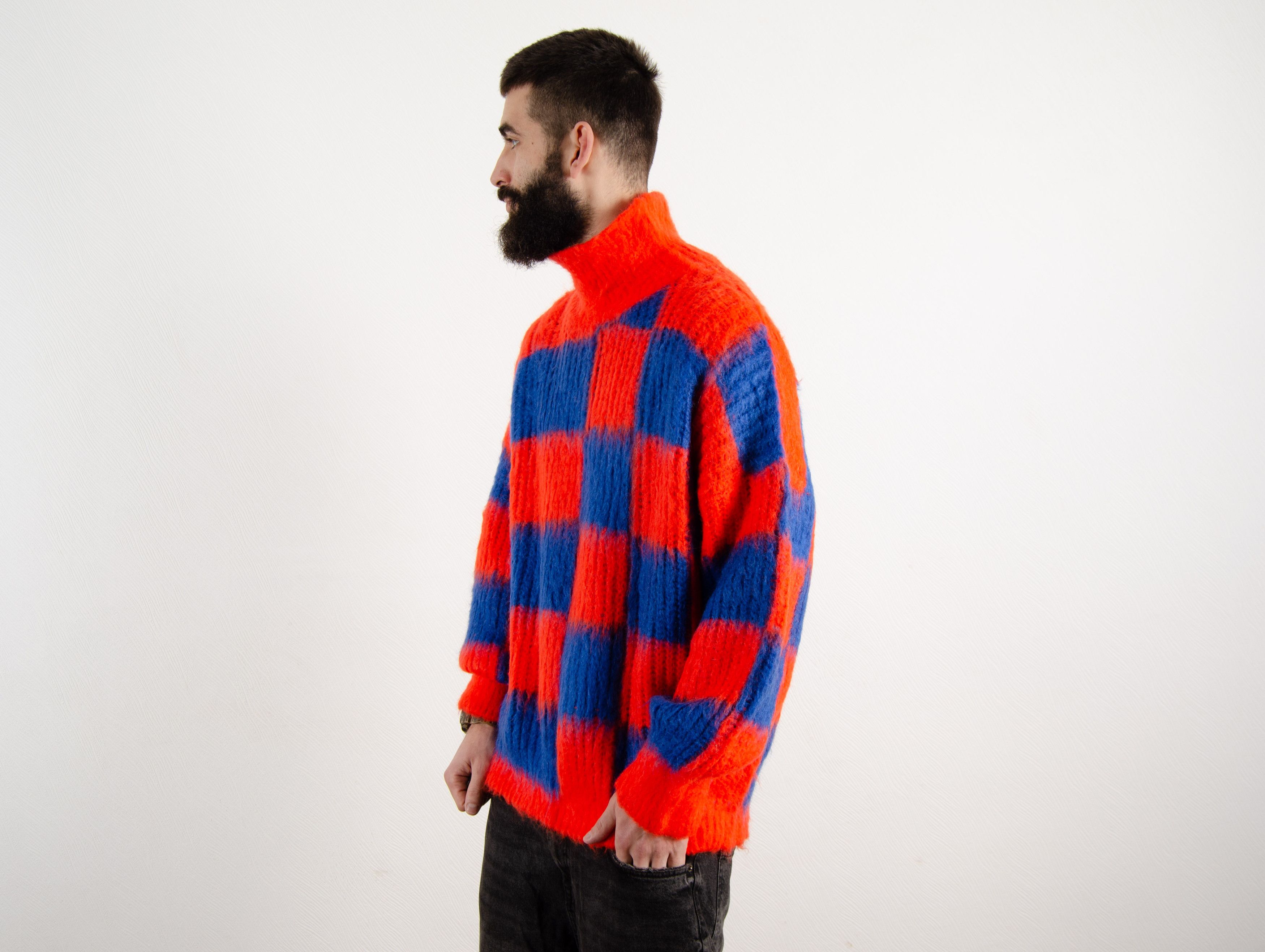 MSGM 700$ RRP MSGM Milano Red Blue Mohair Check Sweater Size US M / EU 48-50 / 2 - 3 Thumbnail