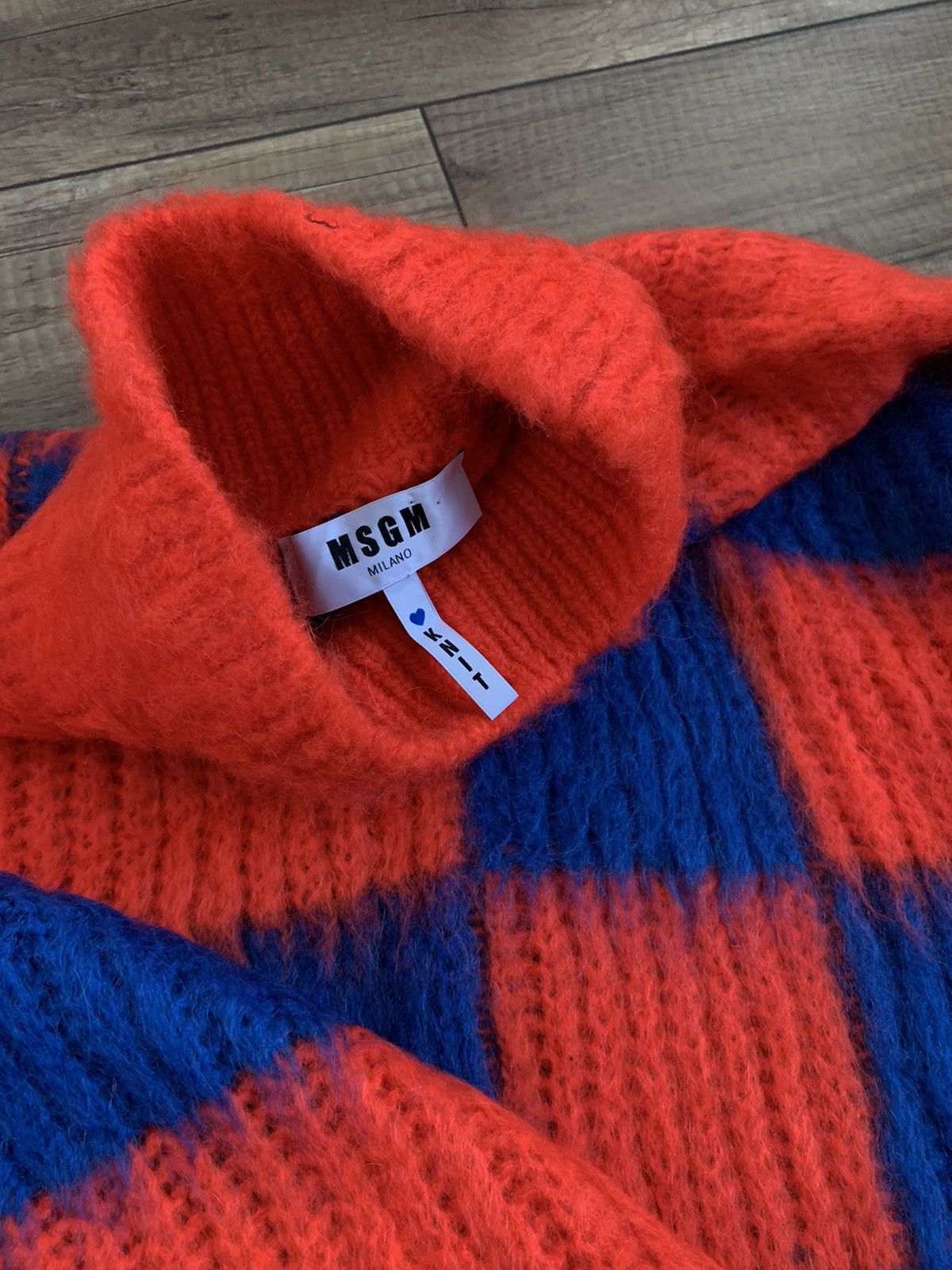 MSGM 700$ RRP MSGM Milano Red Blue Mohair Check Sweater Size US M / EU 48-50 / 2 - 7 Thumbnail
