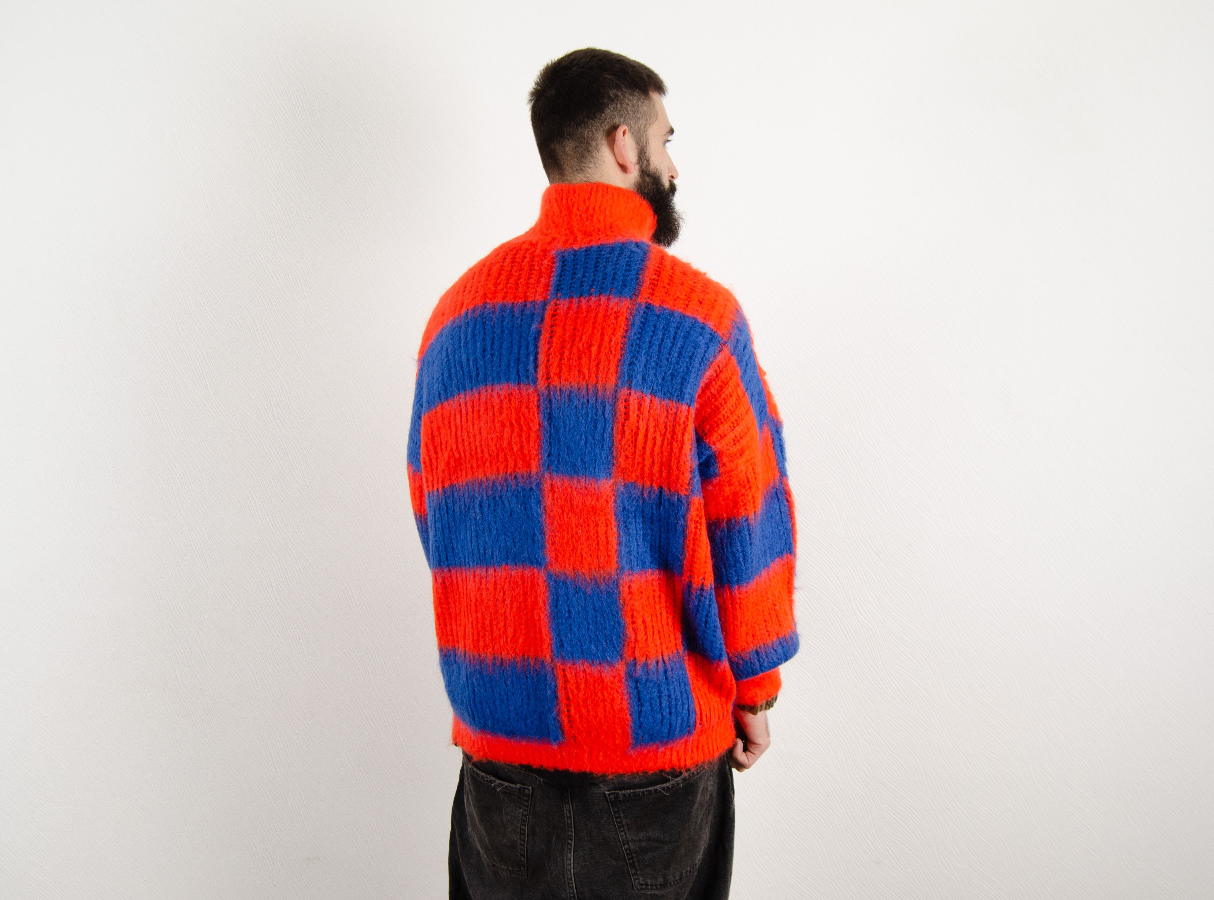 MSGM 700$ RRP MSGM Milano Red Blue Mohair Check Sweater Size US M / EU 48-50 / 2 - 4 Thumbnail