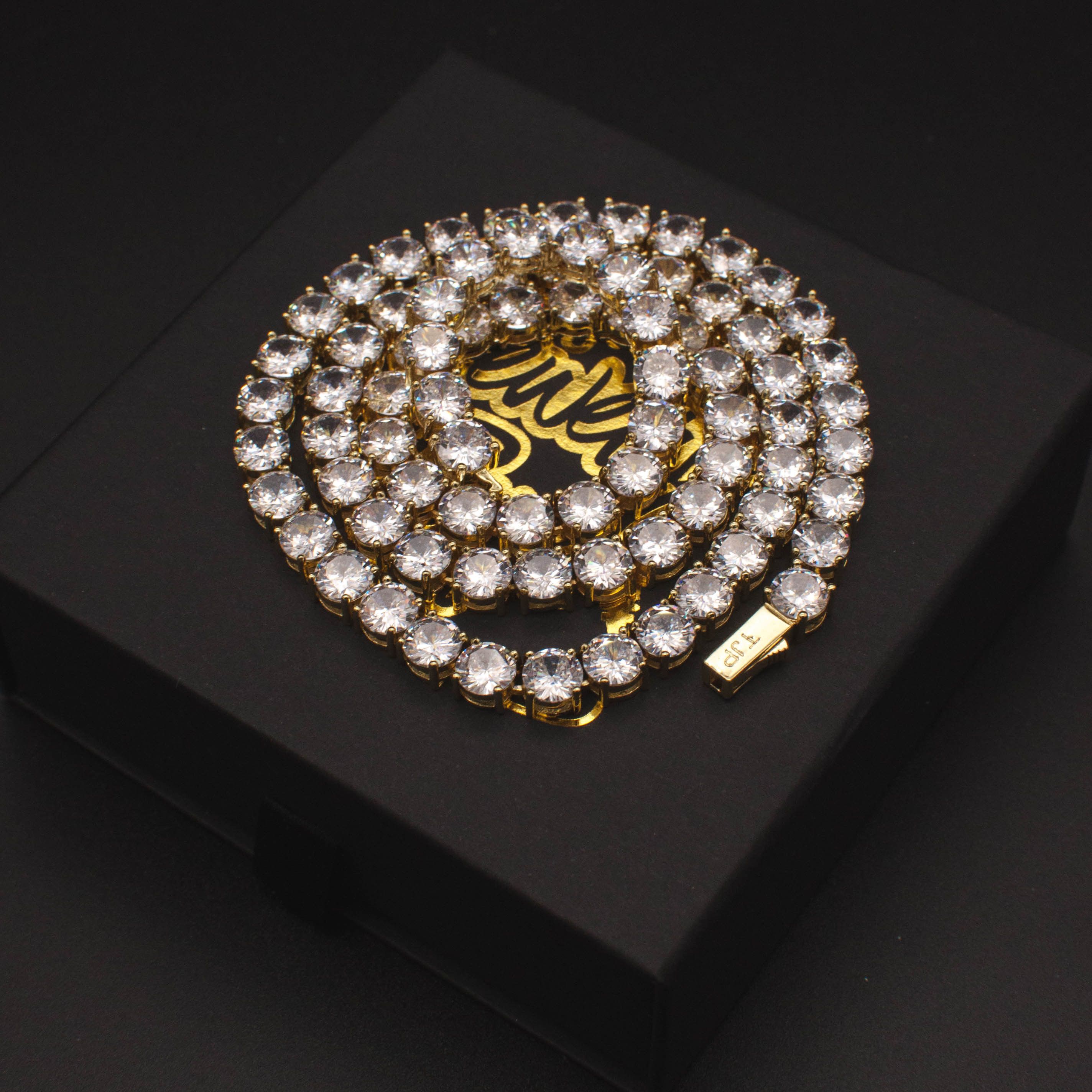Jewelry 18k Gold Iced Out Lab Made Diamond Tennis Necklace Choker Size ONE SIZE - 4 Thumbnail