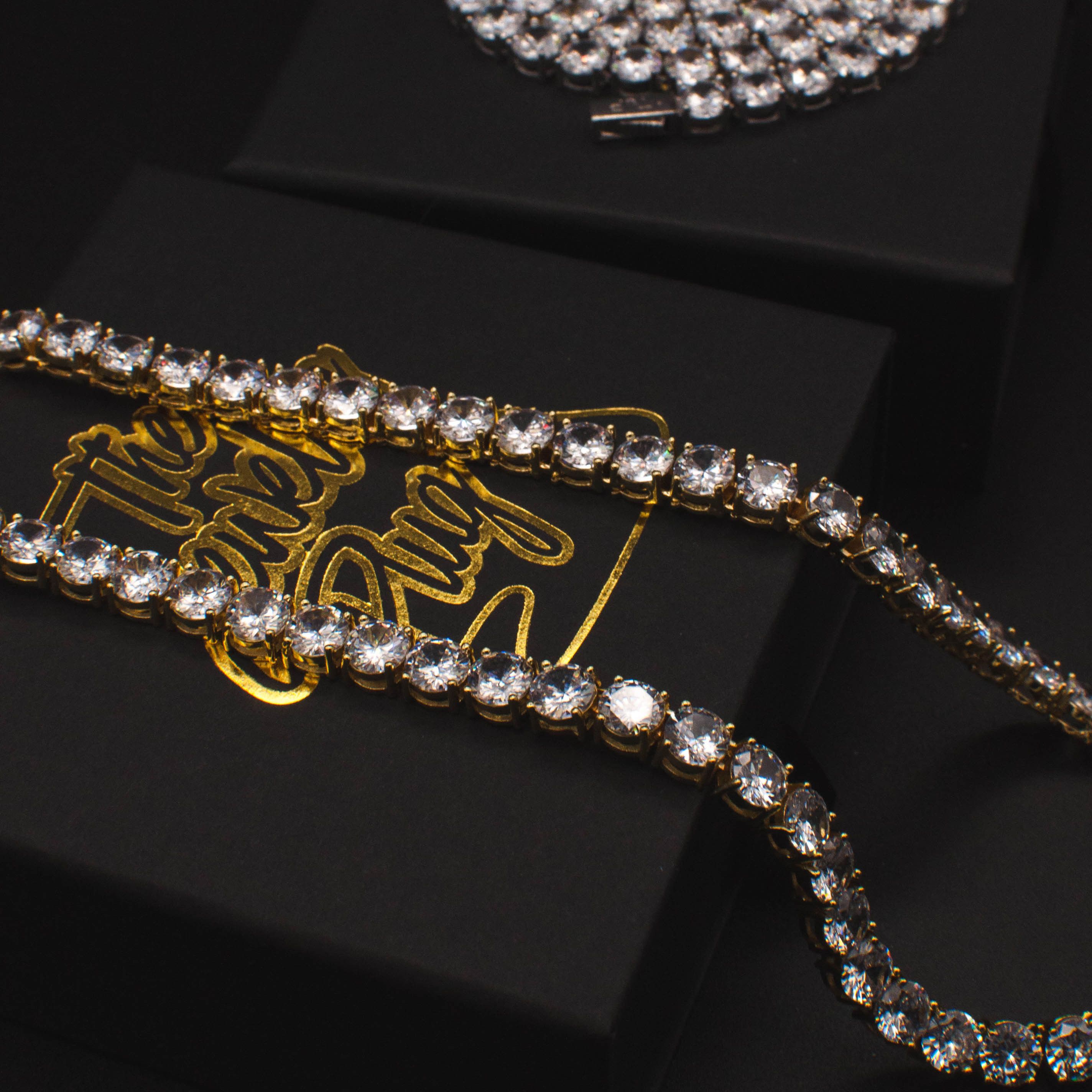 Jewelry 18k Gold Iced Out Lab Made Diamond Tennis Necklace Choker Size ONE SIZE - 2 Thumbnail