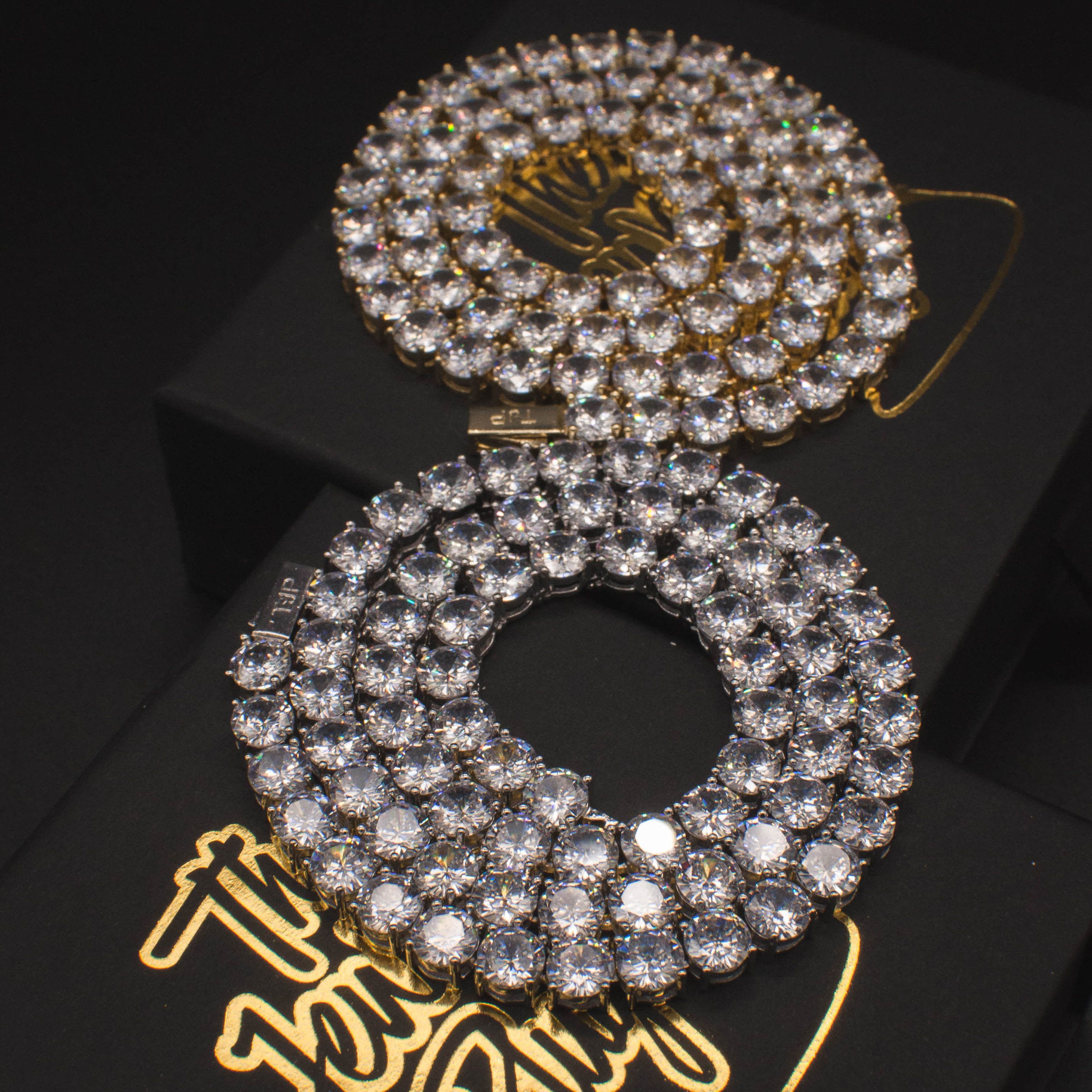 Jewelry 18k Gold Iced Out Lab Made Diamond Tennis Necklace Choker Size ONE SIZE - 1 Thumbnail