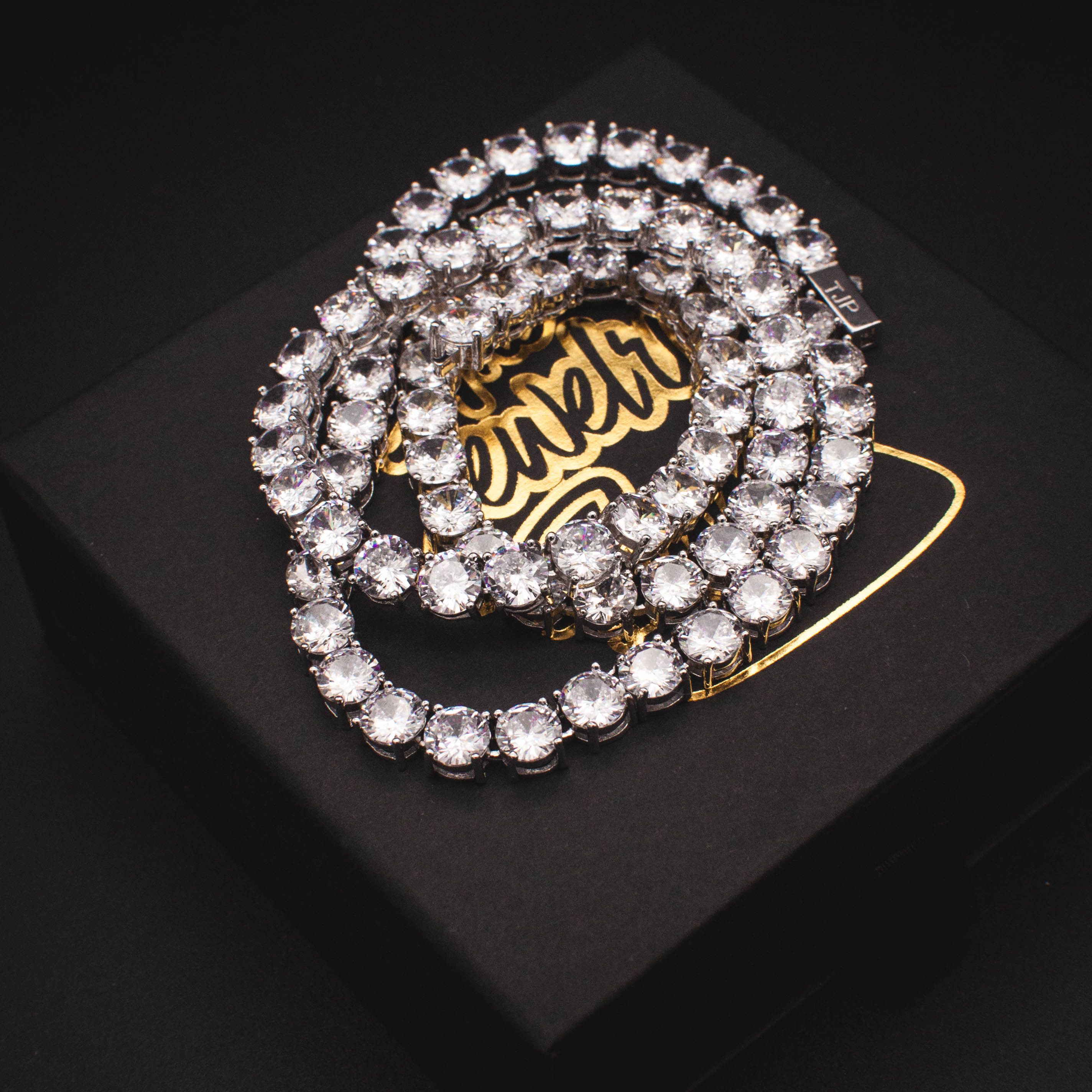 Jewelry 18k Gold Iced Out Lab Made Diamond Tennis Necklace Choker Size ONE SIZE - 3 Thumbnail