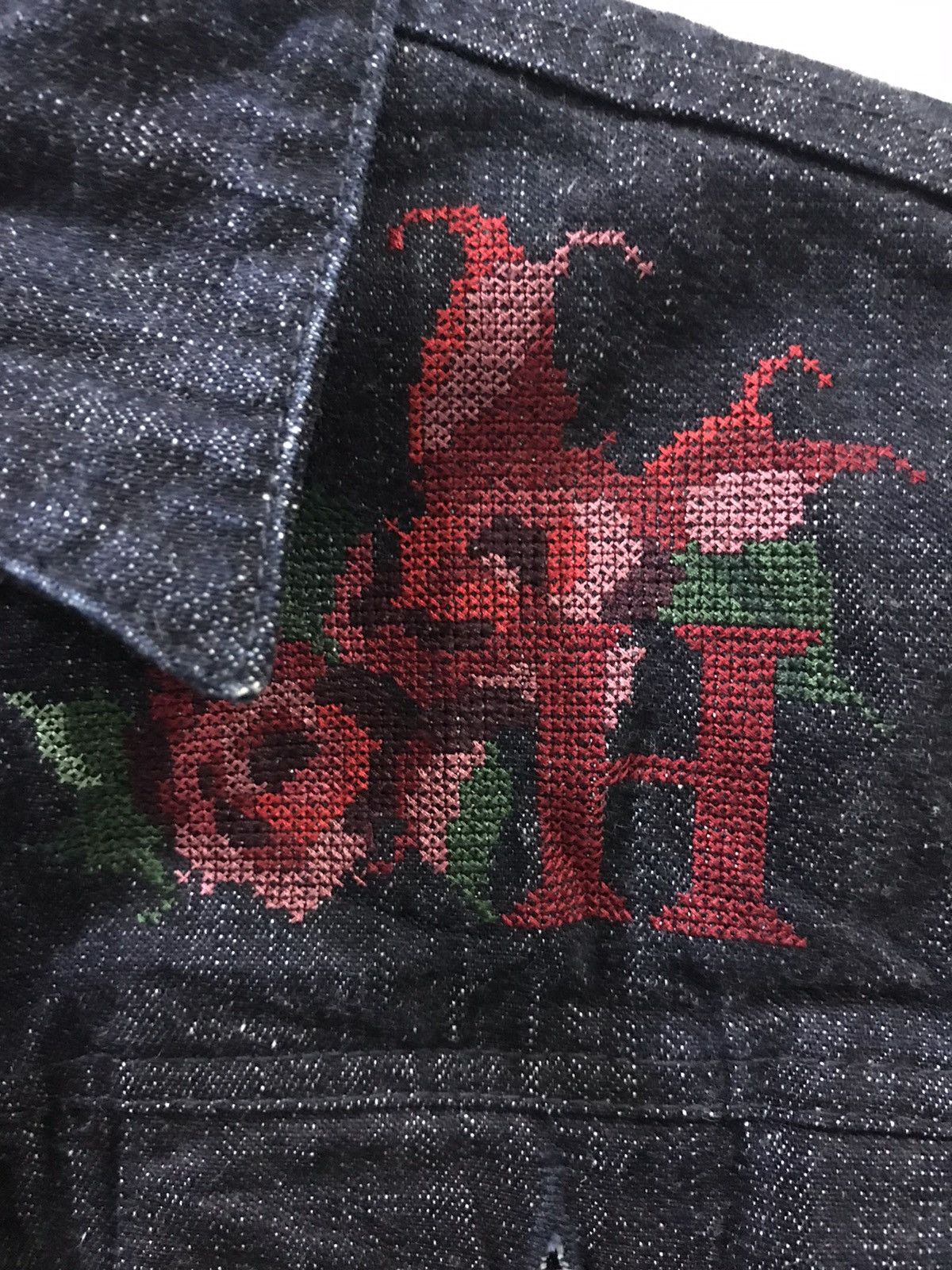Designer × Karl Helmut × Pink House 💥DESIGNER💥Very Rare PINKHOUSE Rose Embroidery Trucker Jacket Size M / US 6-8 / IT 42-44 - 7 Thumbnail
