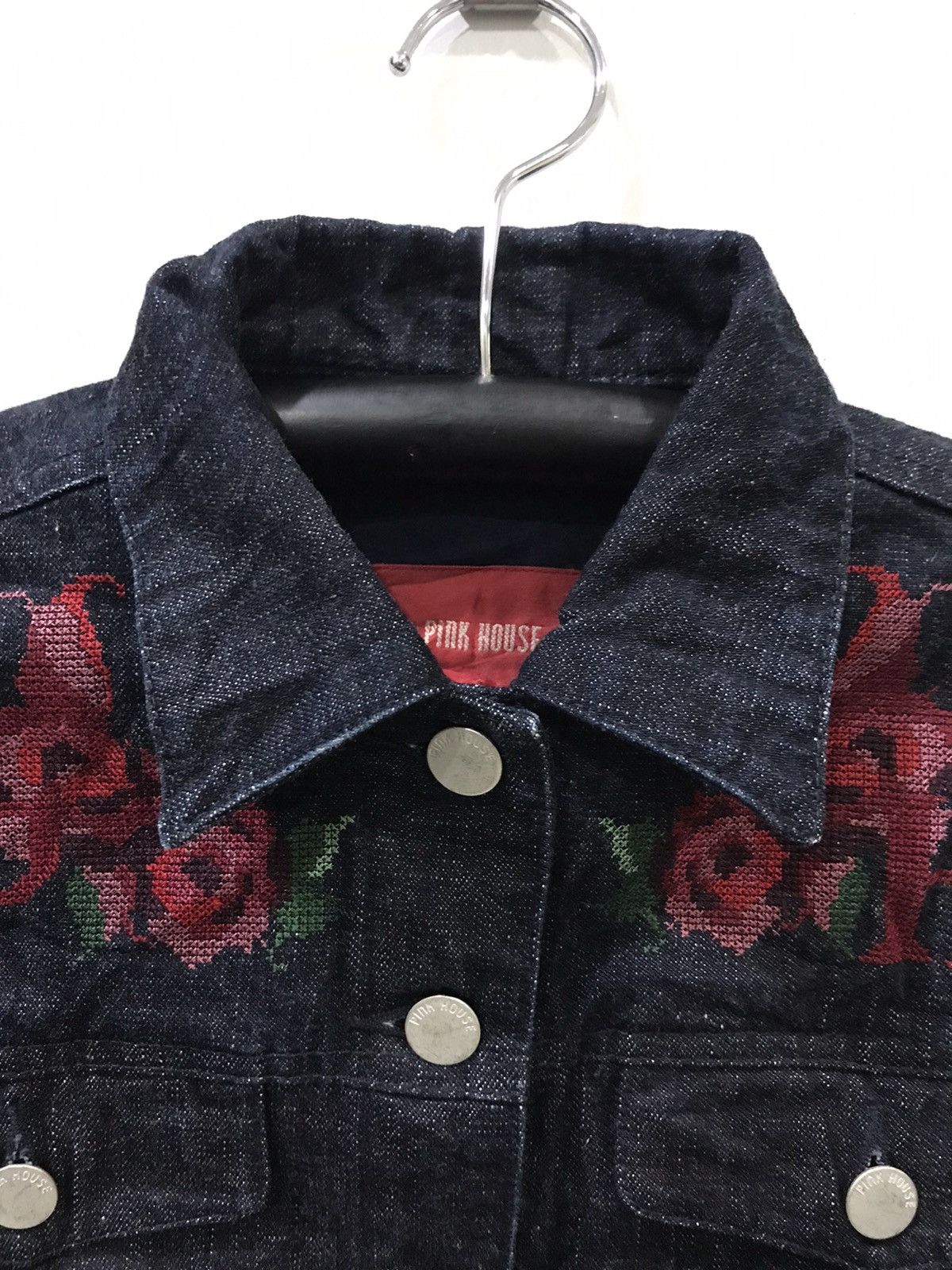 Designer × Karl Helmut × Pink House 💥DESIGNER💥Very Rare PINKHOUSE Rose Embroidery Trucker Jacket Size M / US 6-8 / IT 42-44 - 2 Thumbnail