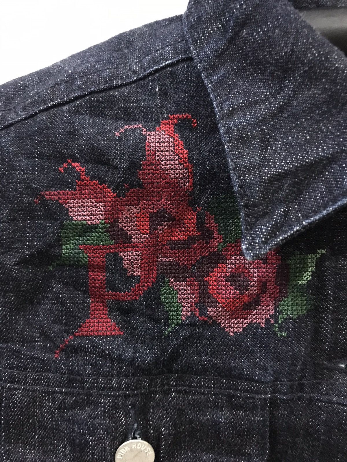 Designer × Karl Helmut × Pink House 💥DESIGNER💥Very Rare PINKHOUSE Rose Embroidery Trucker Jacket Size M / US 6-8 / IT 42-44 - 8 Thumbnail
