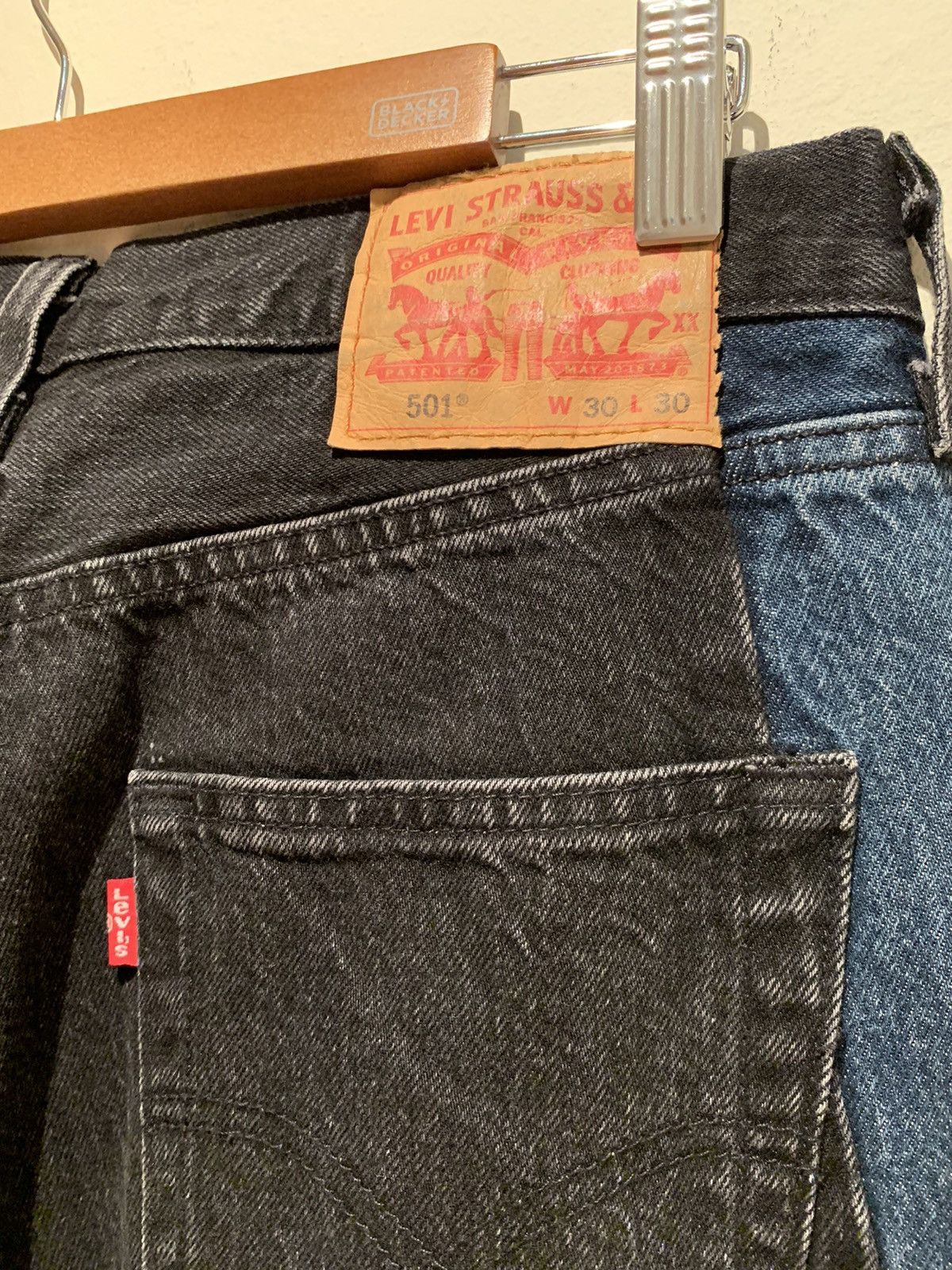 Designer × Levi's × Levi's Vintage Clothing *RARE* Levi’s Two-Tone Middle Seam Denim Jeans - 30 x 30 Size US 30 / EU 46 - 5 Thumbnail