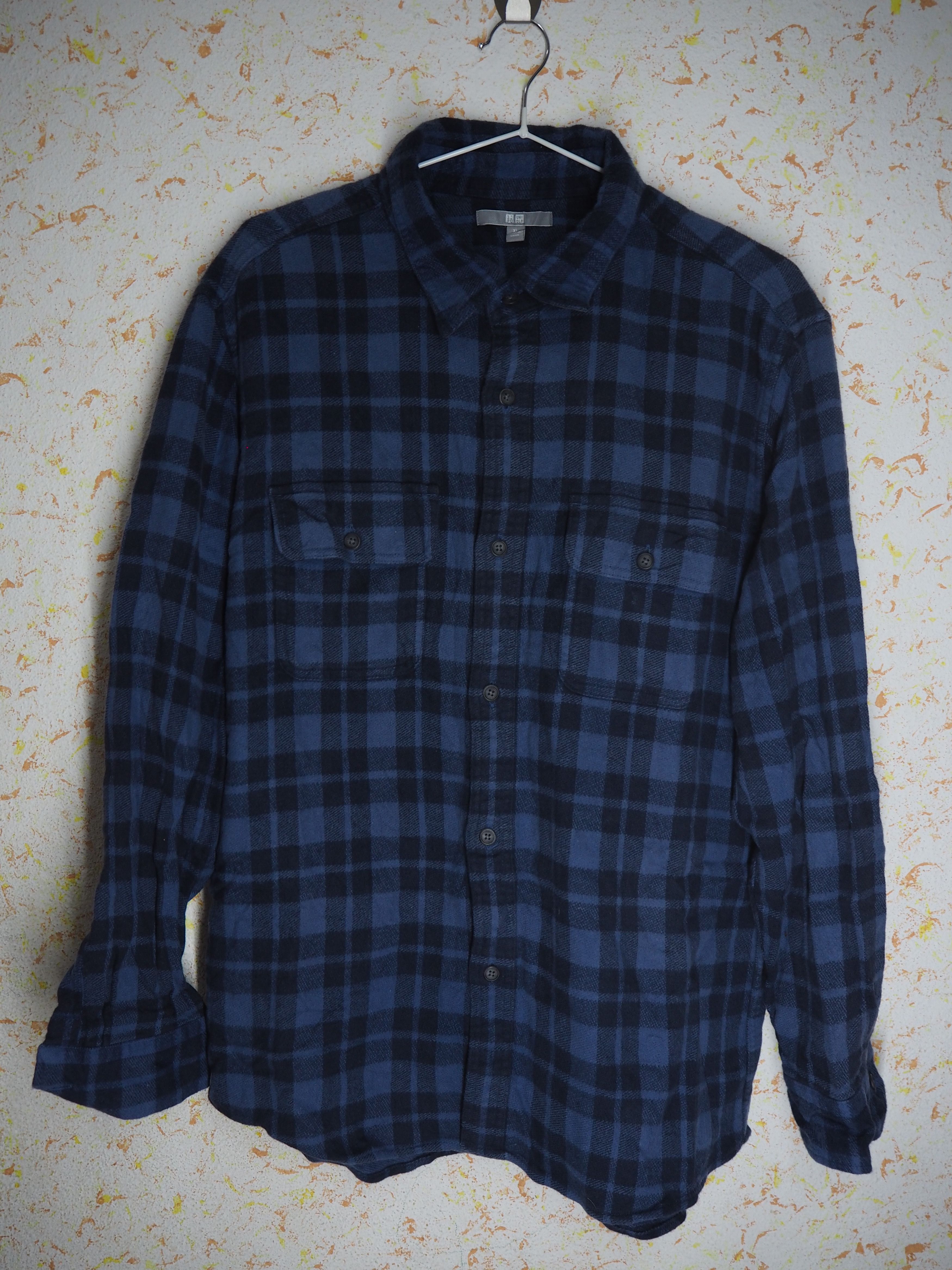Flannel × Uniqlo Flannel Plaid Checkered Blue Black Uniqlo Ship Via DHL Size US XL / EU 56 / 4 - 1 Thumbnail