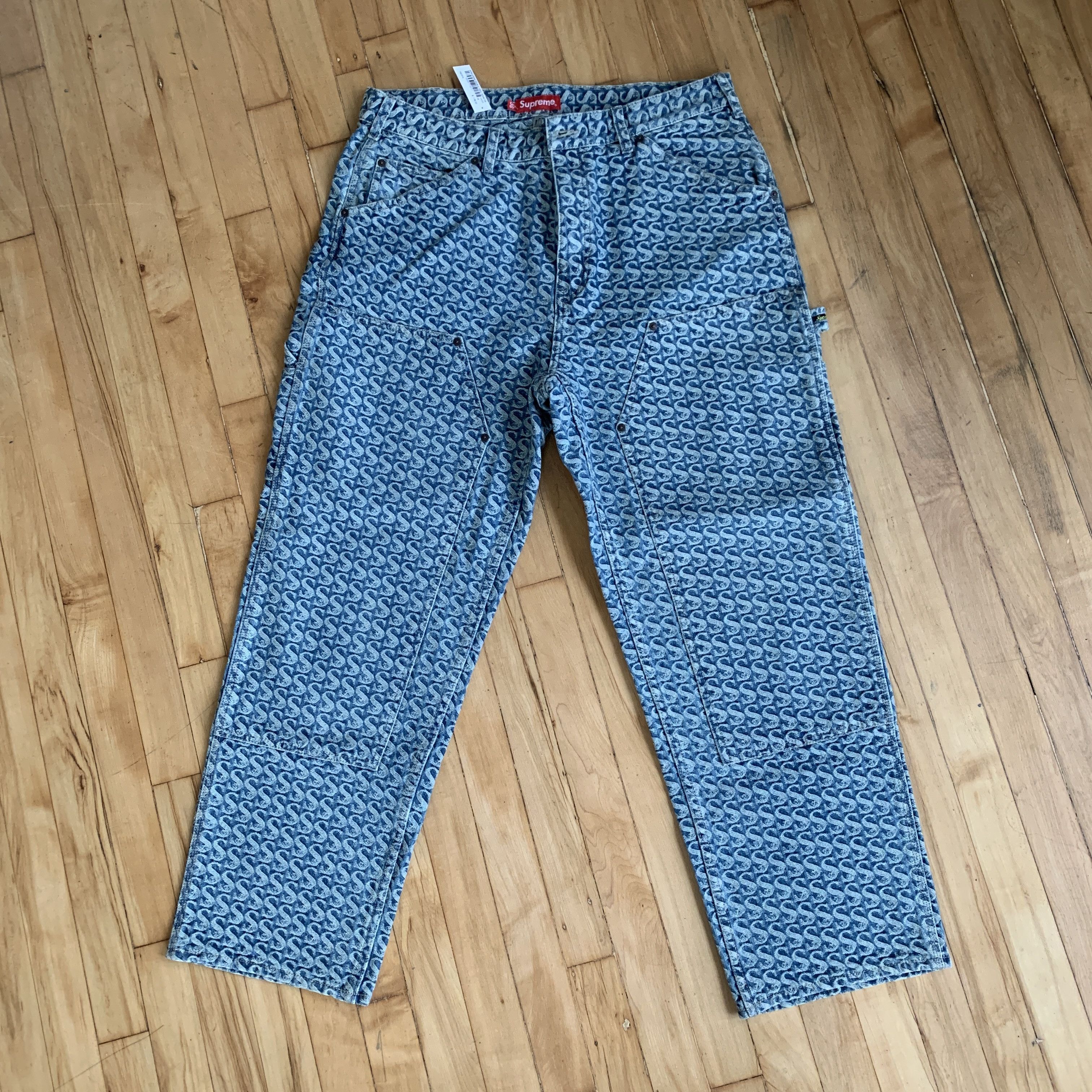 Supreme Supreme Monogram Double Knee Denim Painter Pant | Grailed
