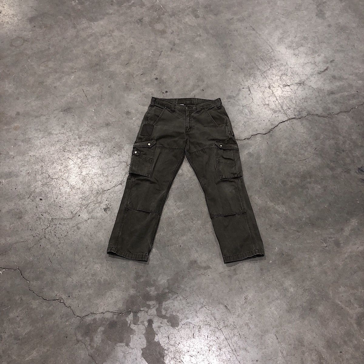 Vintage CARHARTT RIPSTOP CARGO WORK PANTS B342 DFE BROWN RELAXED FIT