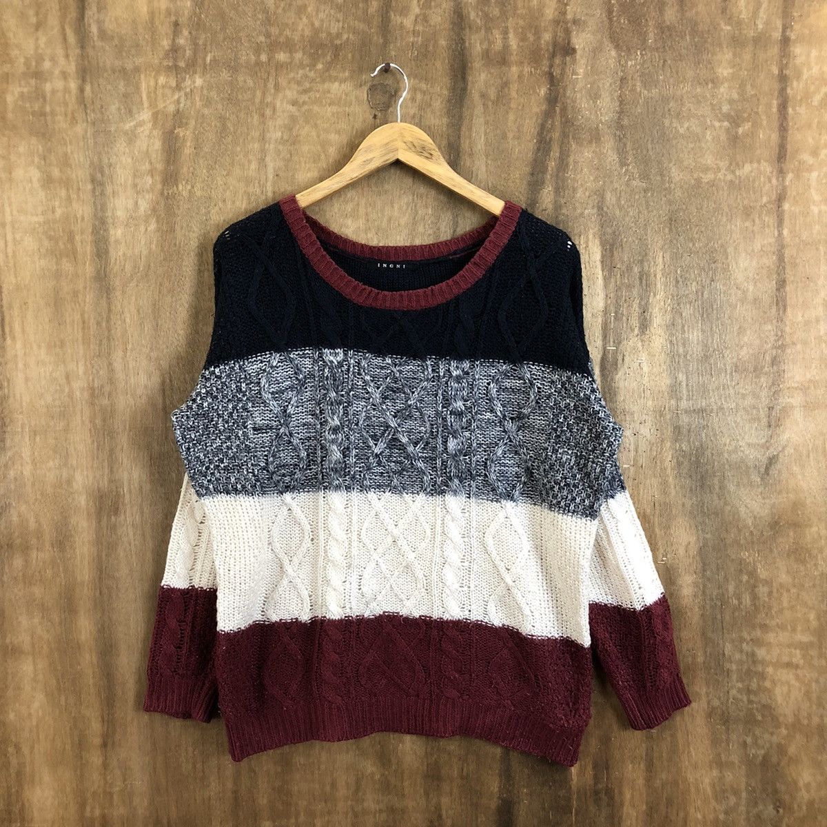 image of Aran Isles Knitwear x Coloured Cable Knit Sweater Igni Multicolor Baggy Knitwear Sweater 111 (Size 