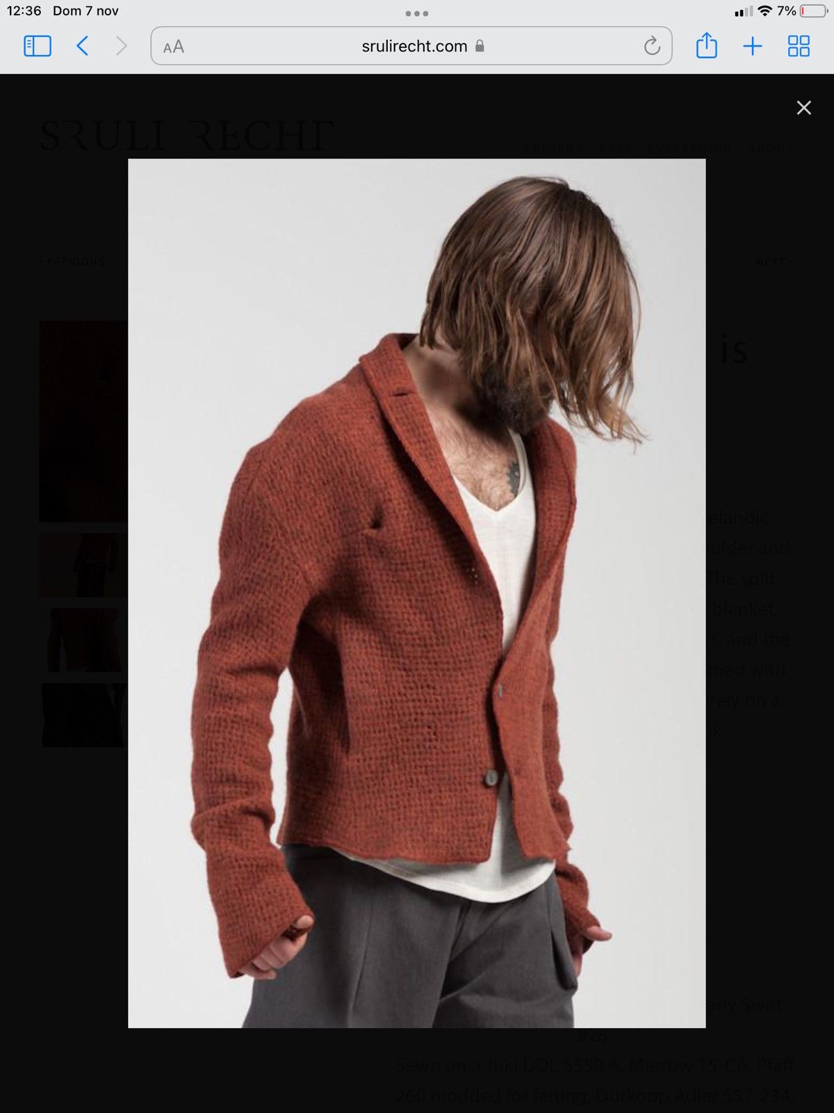 Sruli Recht Cropped box-fit single breasted Icelandic woollenfelt jacket Size US L / EU 52-54 / 3 - 4 Thumbnail