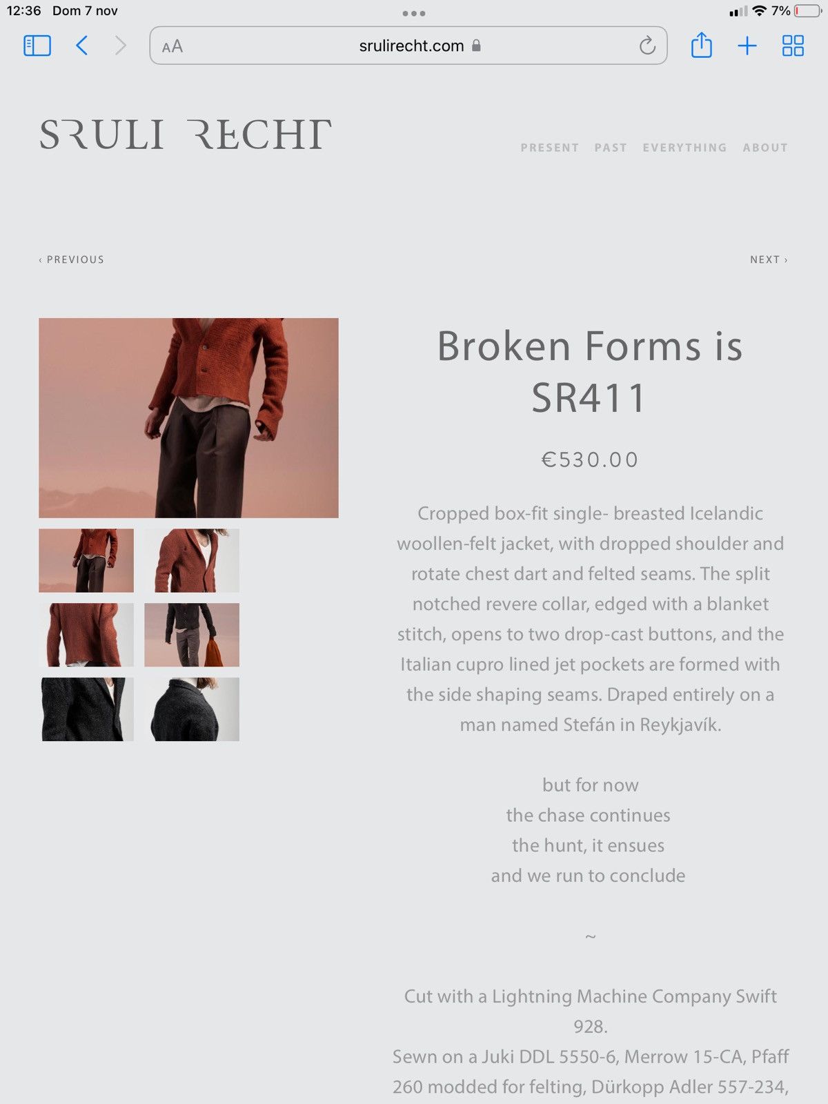 Sruli Recht Cropped box-fit single breasted Icelandic woollenfelt jacket Size US L / EU 52-54 / 3 - 6 Thumbnail