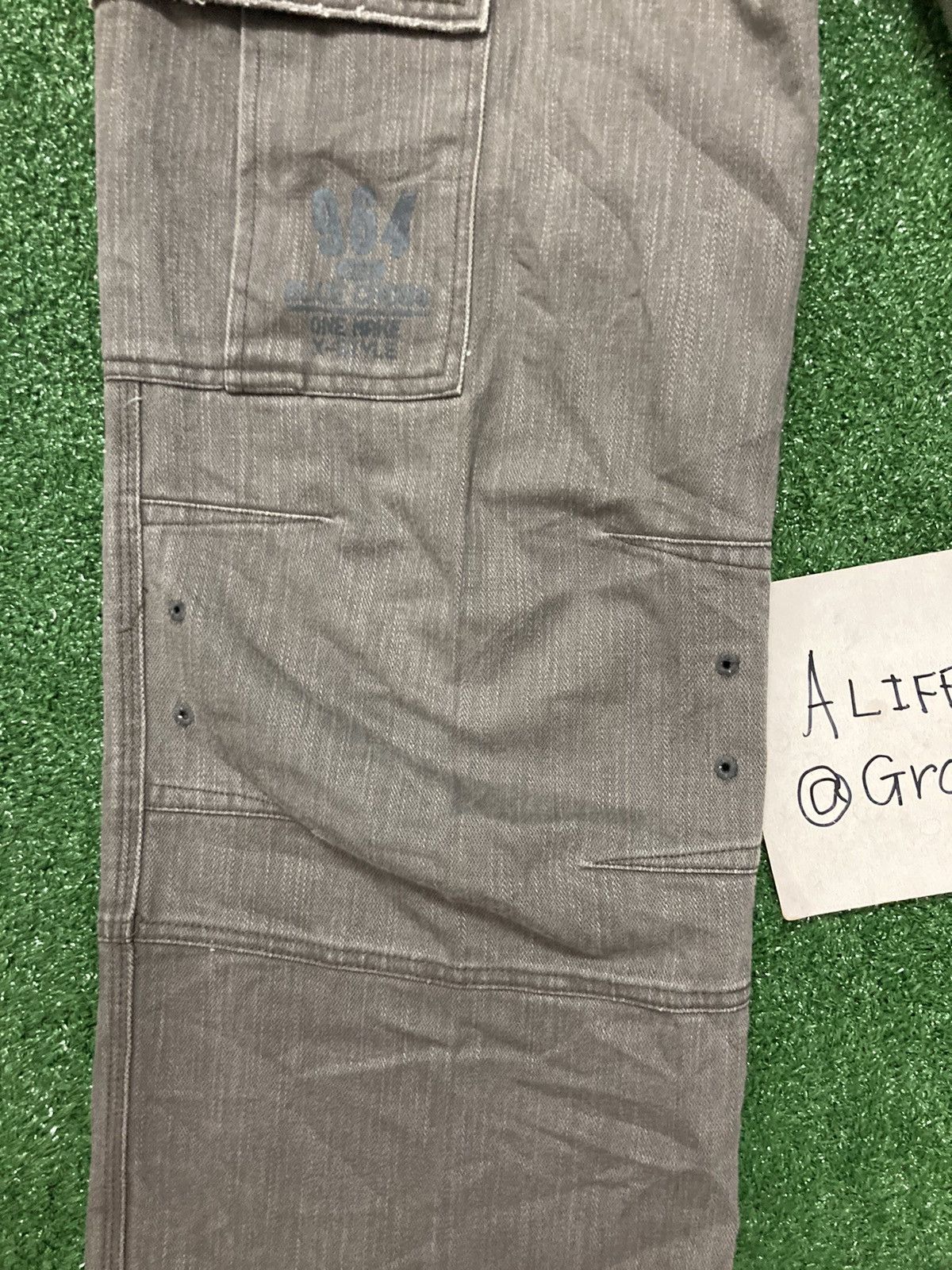 Japanese Brand !LastDrop!Vintage Blue Cross Striped Gray Denim Cargo Pants Size US 31 - 9 Thumbnail