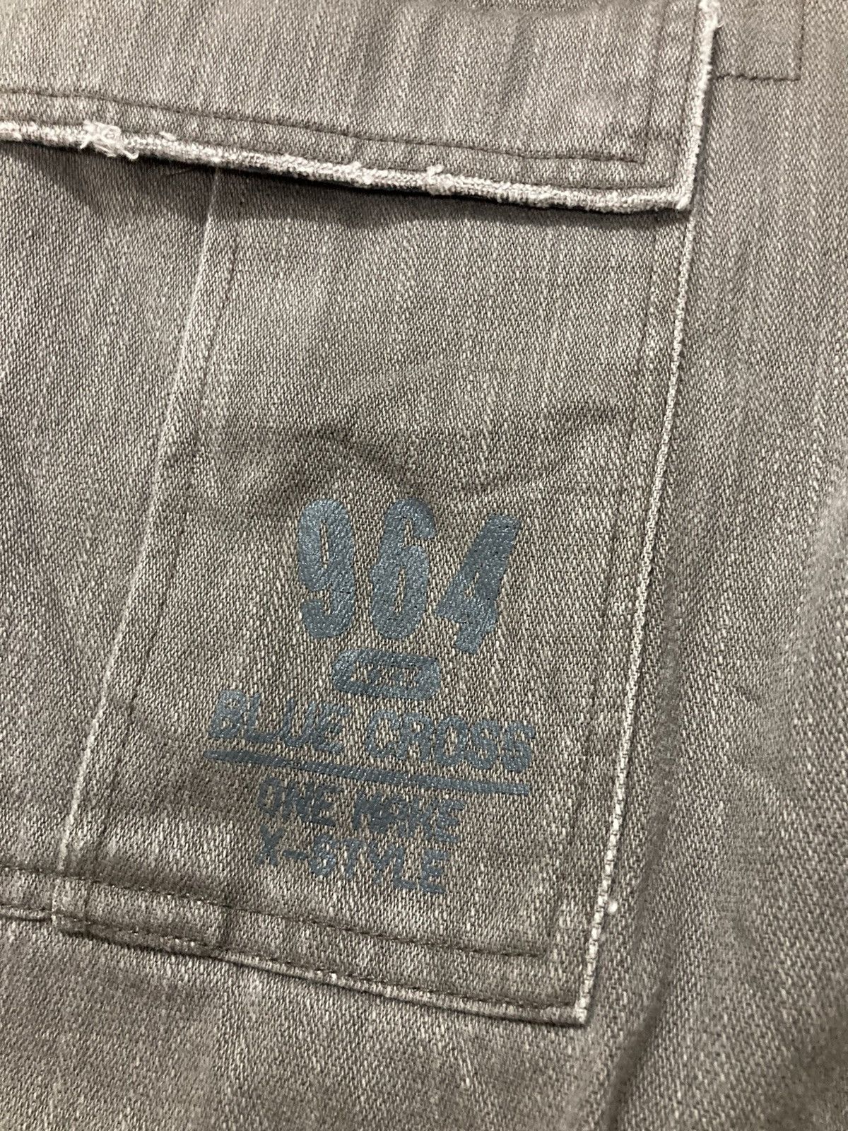 Japanese Brand !LastDrop!Vintage Blue Cross Striped Gray Denim Cargo Pants Size US 31 - 12 Thumbnail