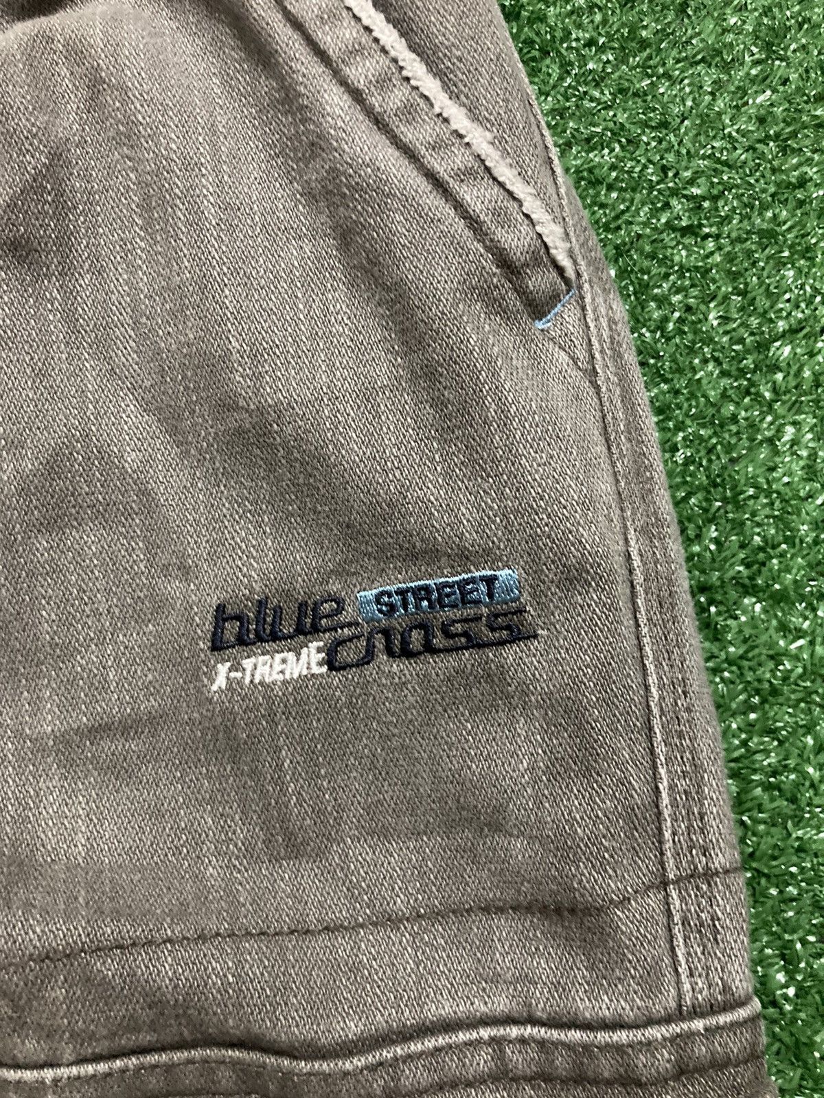 Japanese Brand !LastDrop!Vintage Blue Cross Striped Gray Denim Cargo Pants Size US 31 - 11 Thumbnail