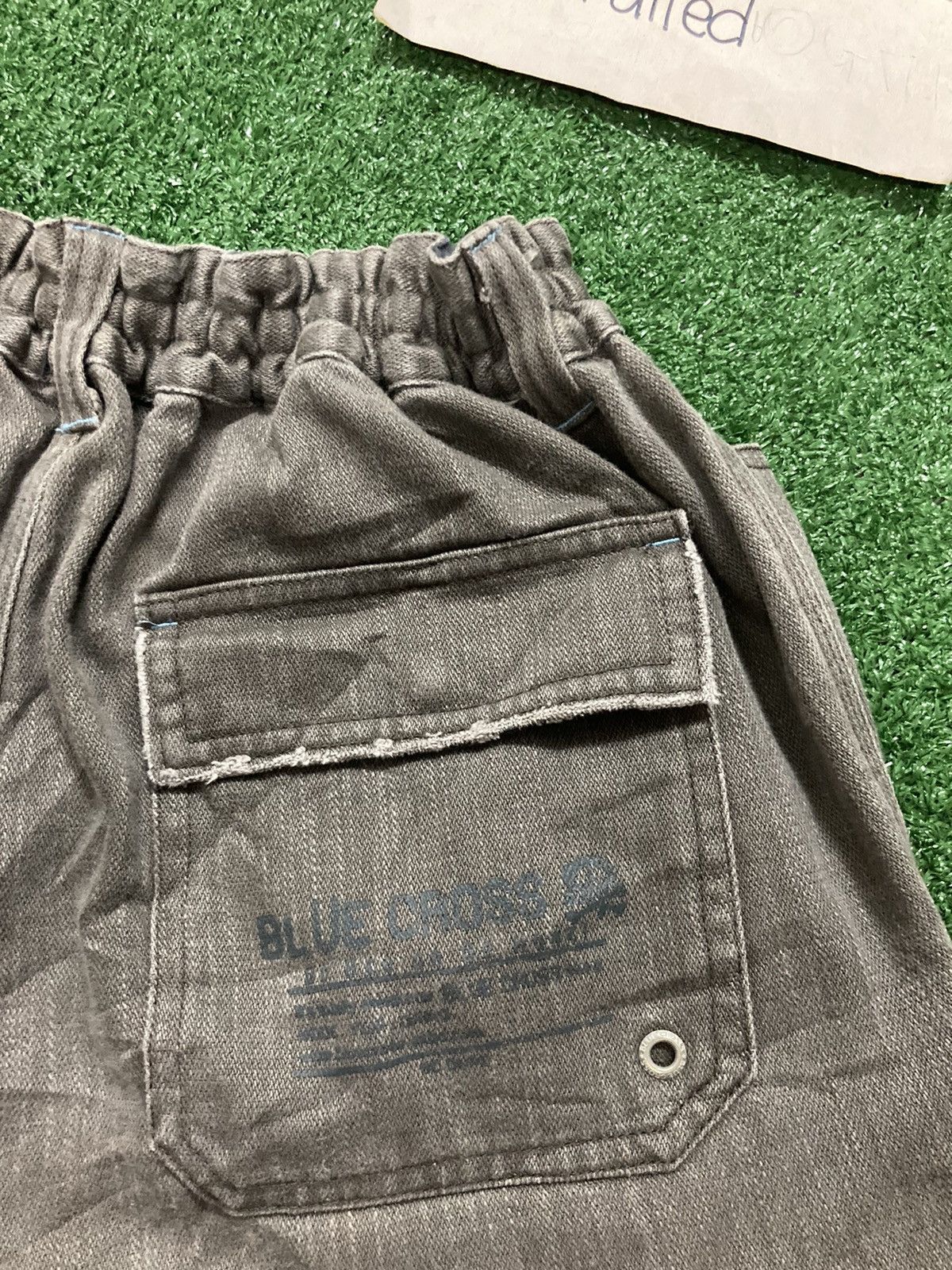 Japanese Brand !LastDrop!Vintage Blue Cross Striped Gray Denim Cargo Pants Size US 31 - 13 Thumbnail